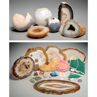 Collection mineral specimens, incl geodes & slices