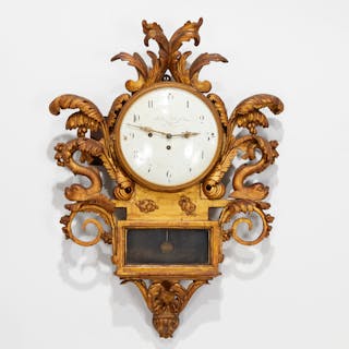 Austrian Neoclassic giltwood cartel clock