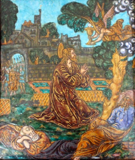PLAQUE en émail de Limoges représentant le Christ au jardin des Oliviers