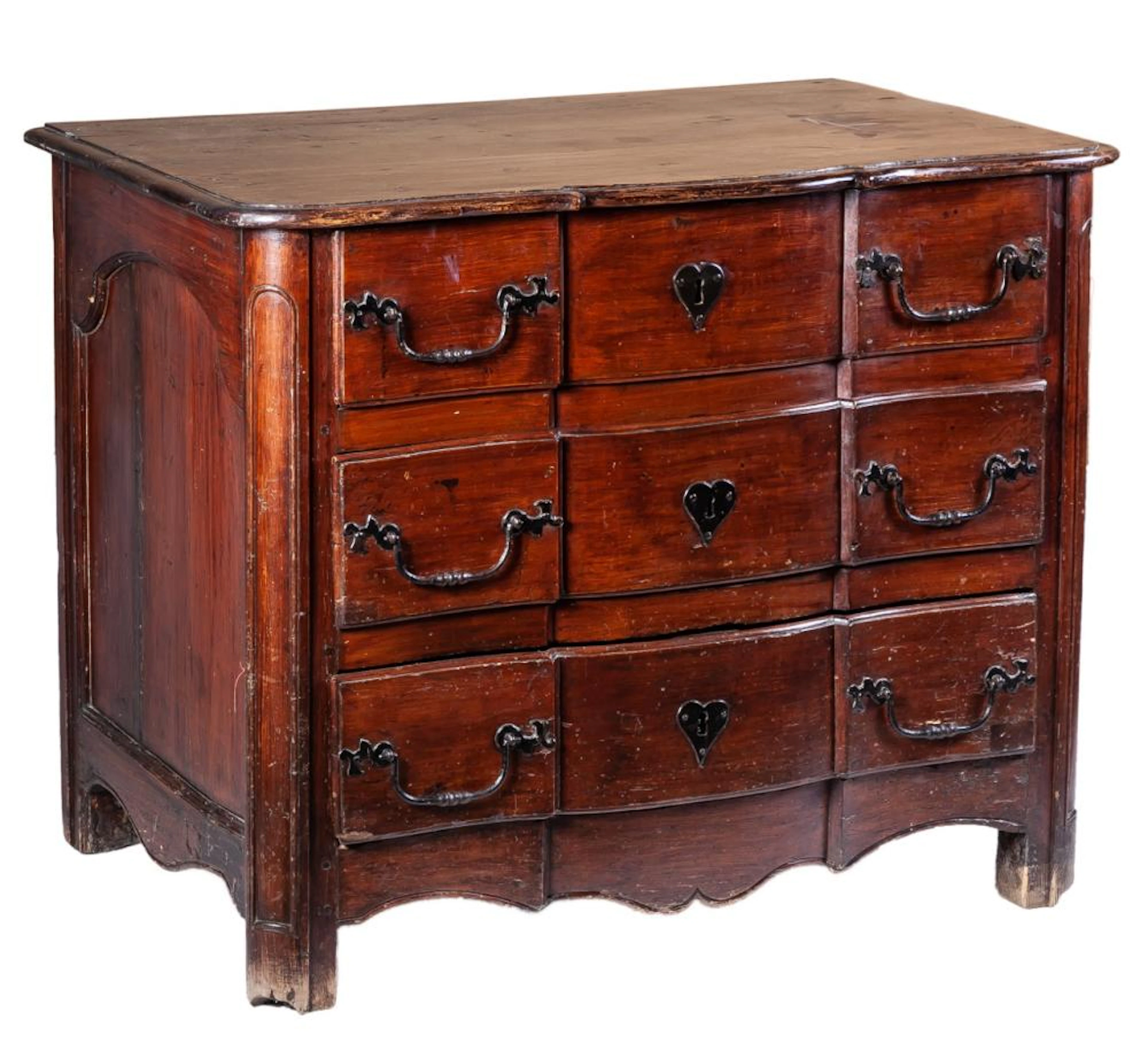 A French fruitwood commode, 18th Century
