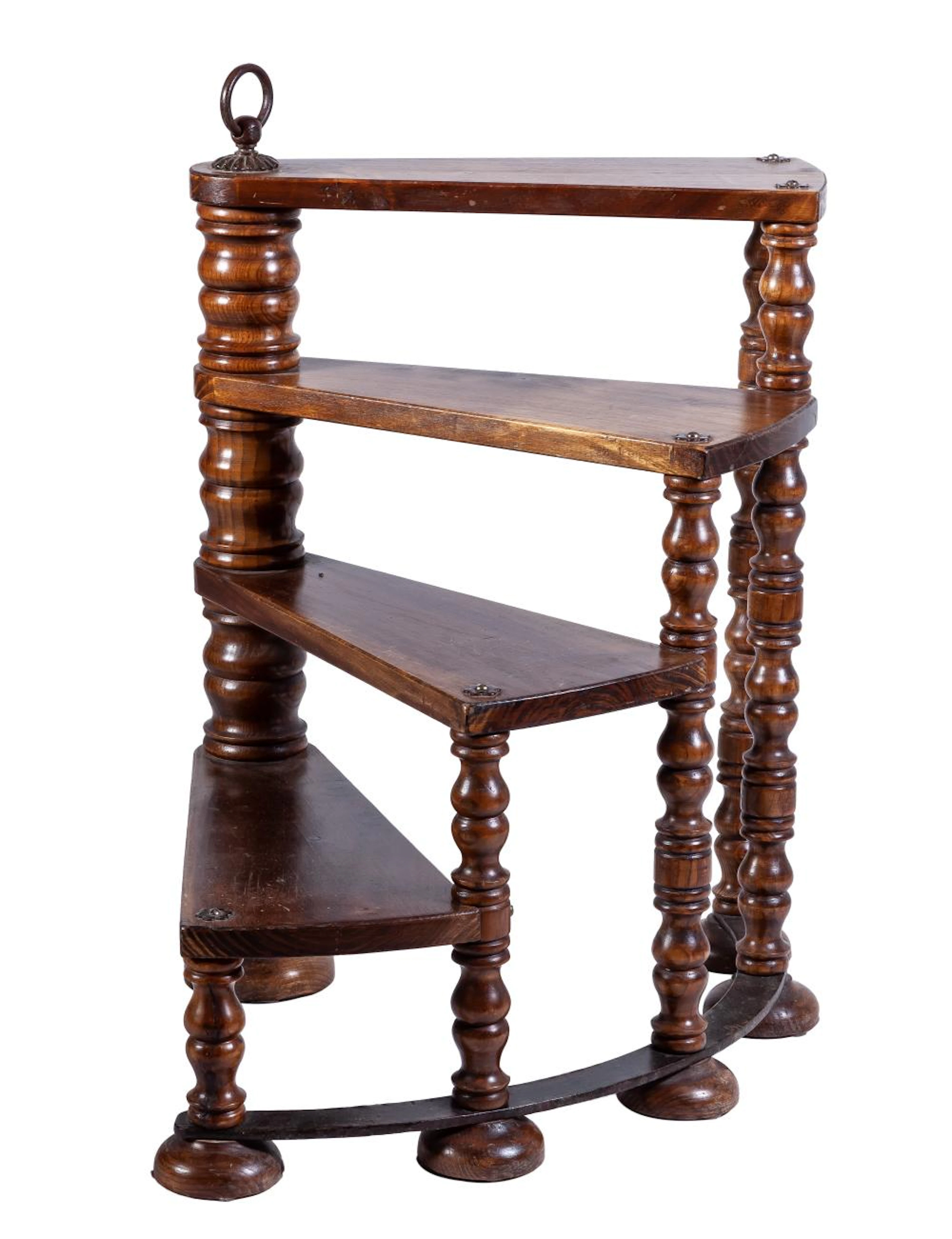 A carved wooden library step ladder