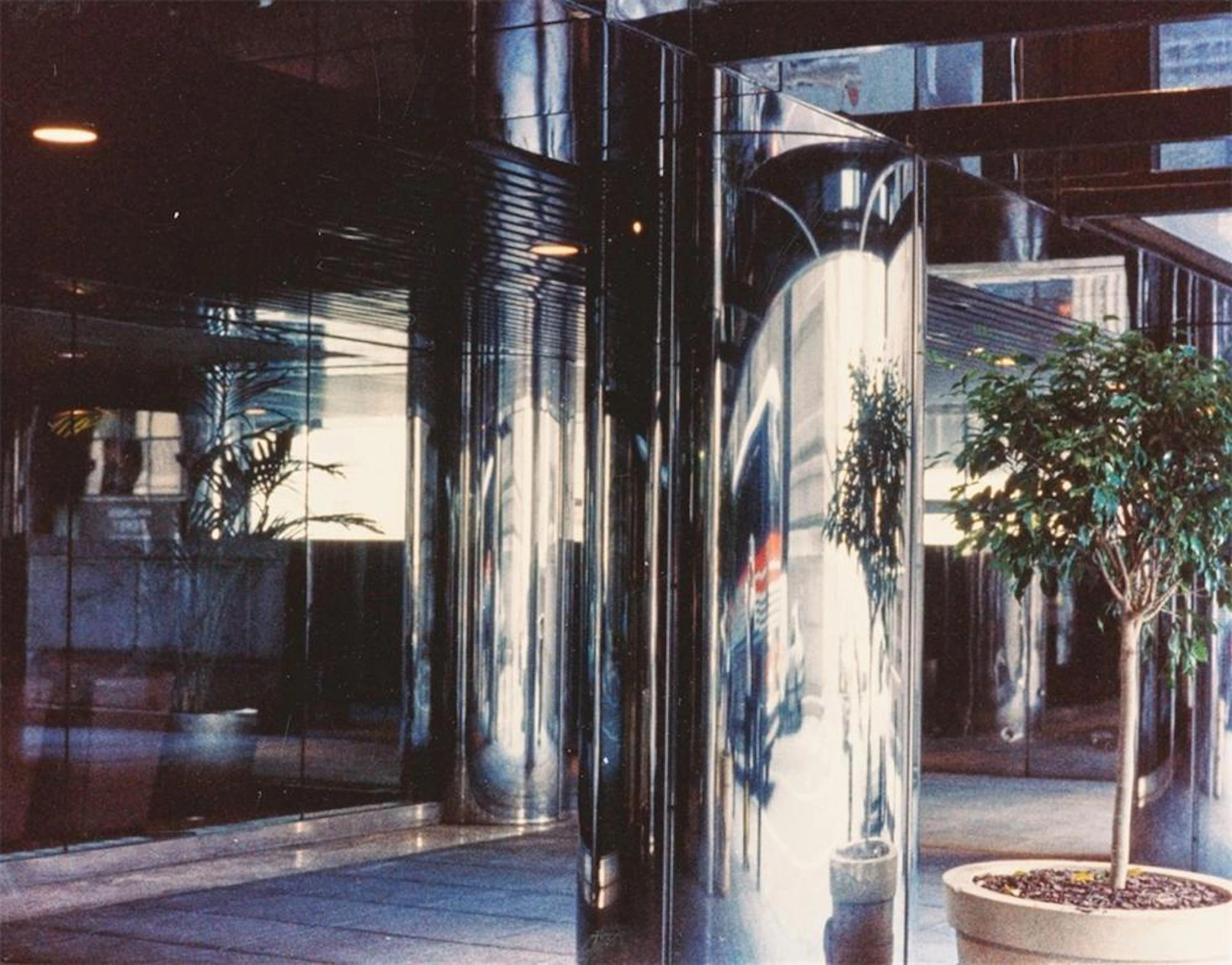 ?Anamorphic stainless steel column - NYC office bldg.?