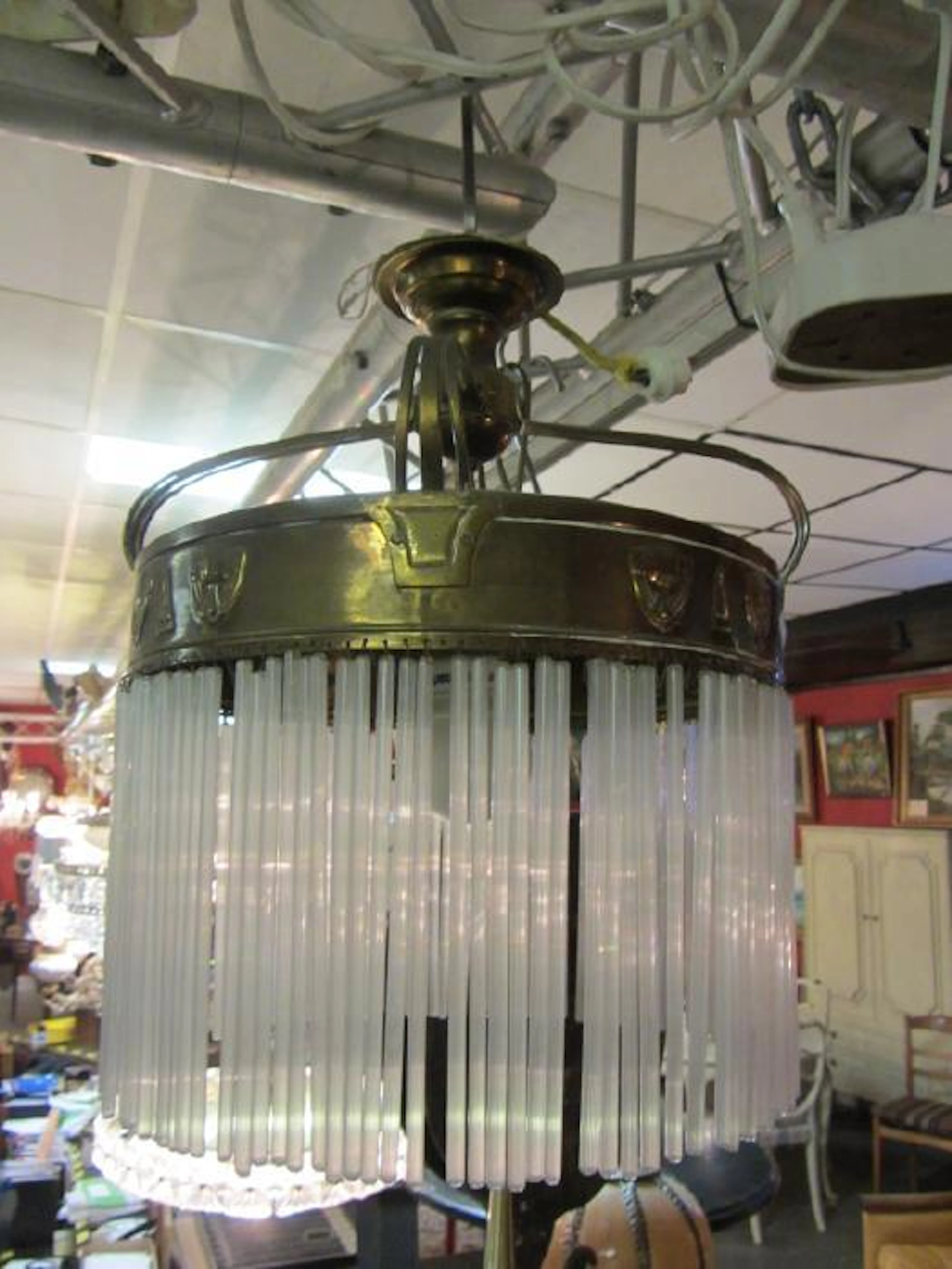 Antik lampa m rörkristaller, jugend/20-tal