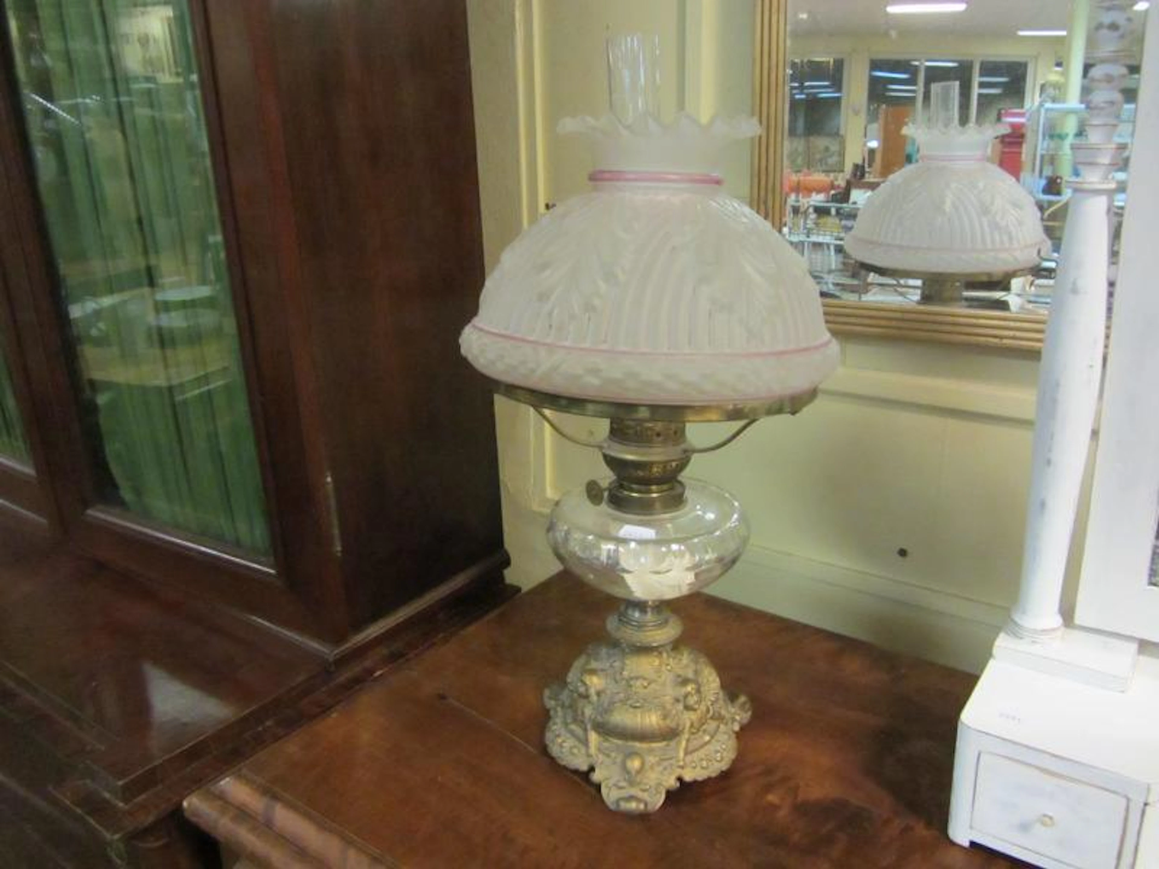 Antik bordsfotogen lampa h:47 cm