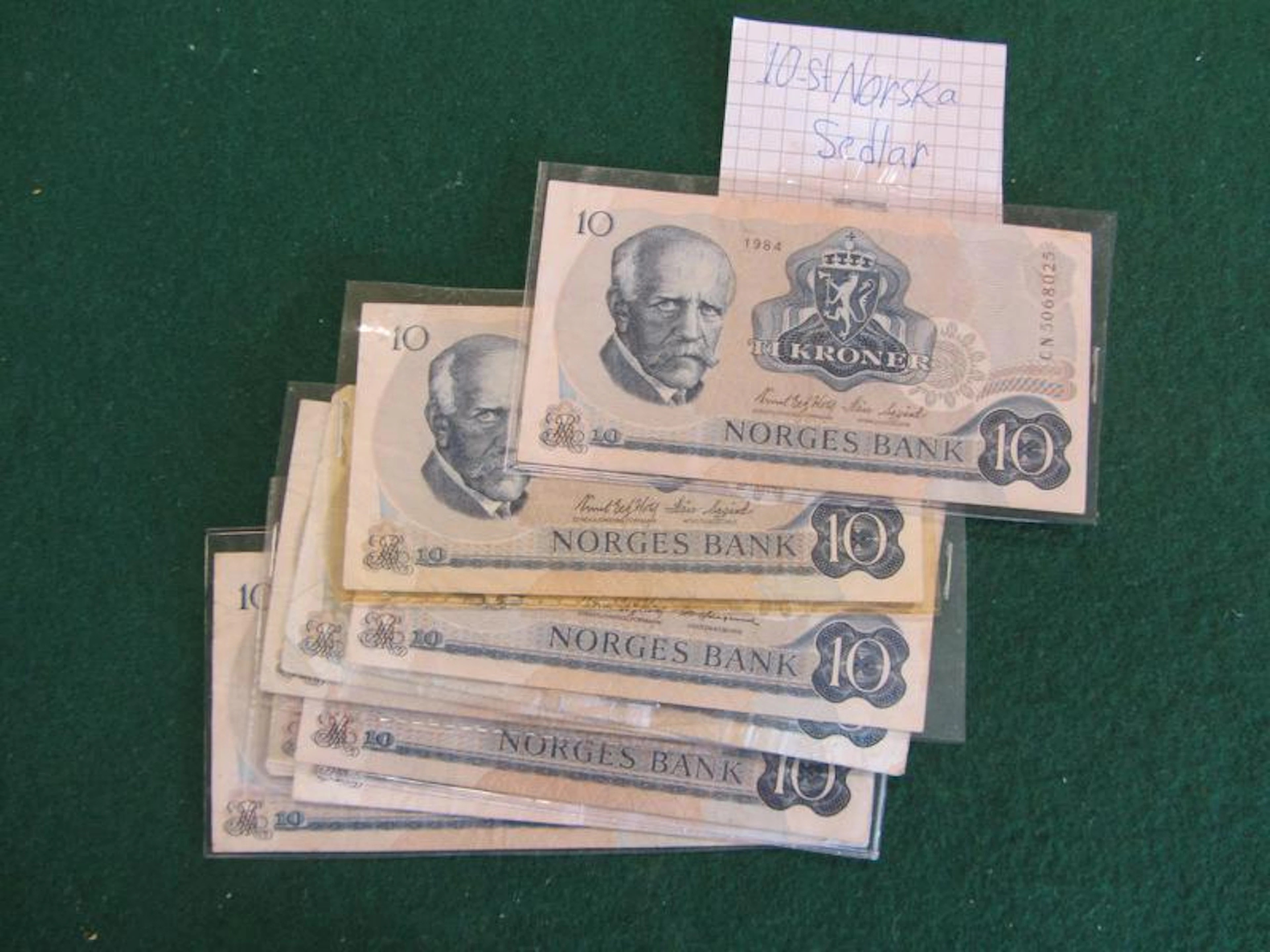 Samling 10 st norska sedlar