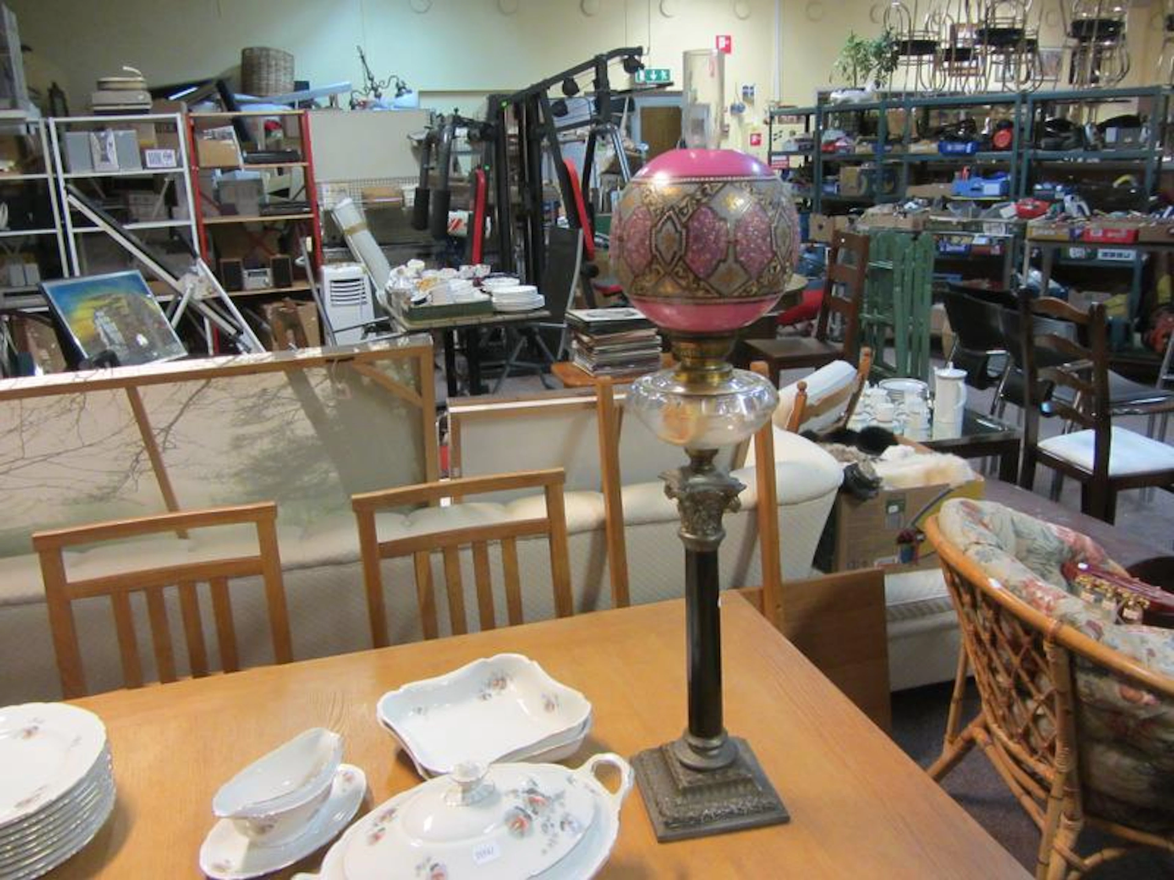 Antik bordsfotogen lampa 1800-tal
