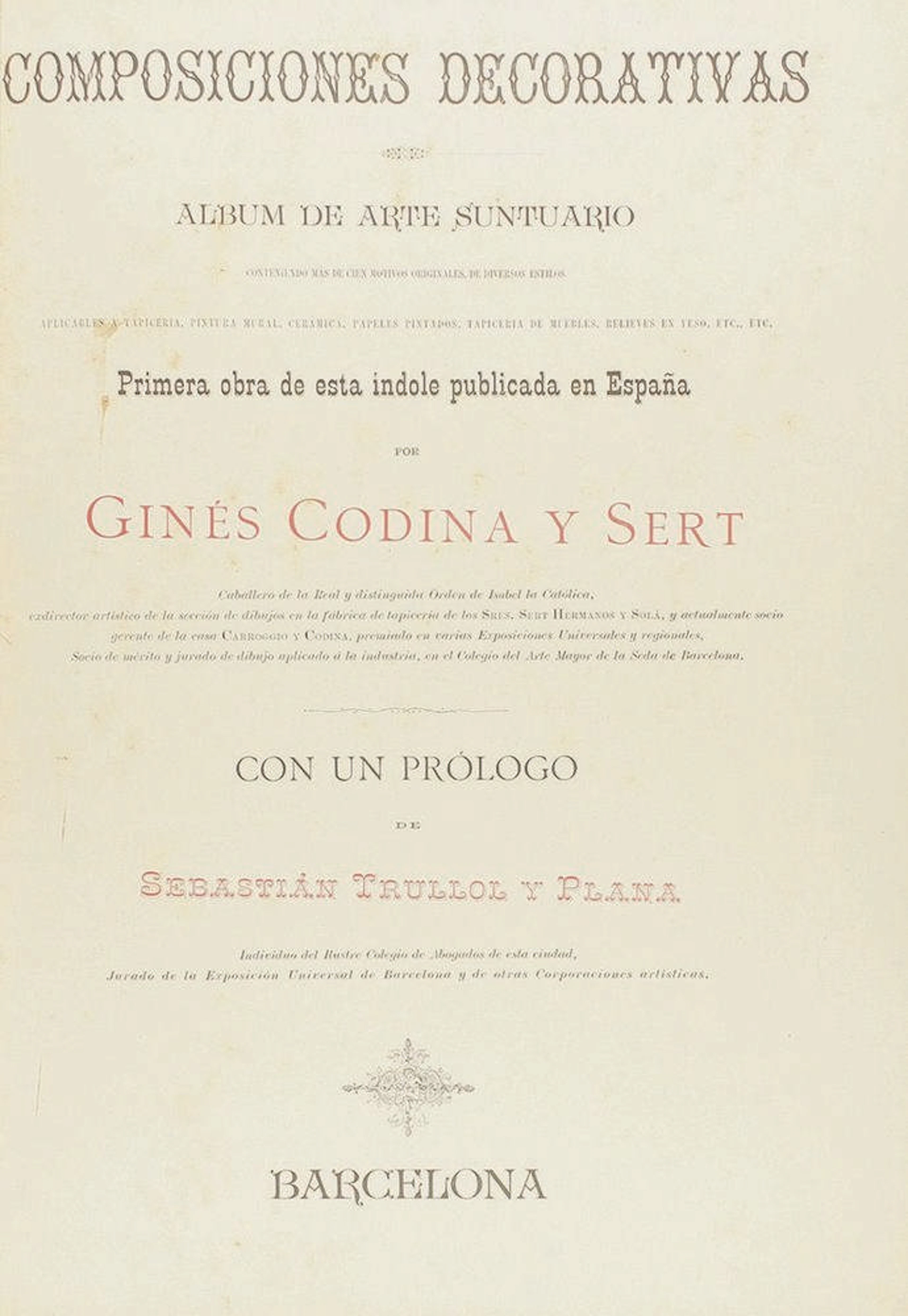 1888 ca. GRABADO: (ARTE-MODERNISMO). CODINA Y SERT, GINÉS: C
