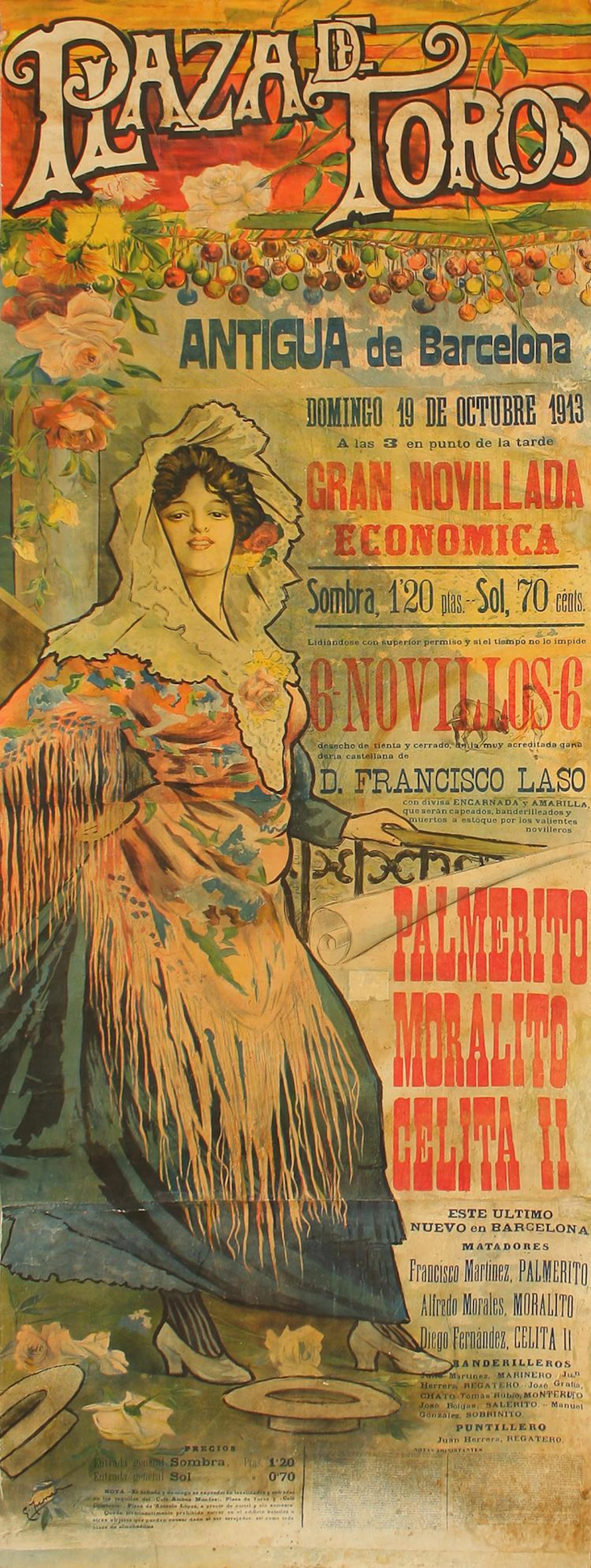 1913. CARTEL: (TAUROMAQUIA). JENER, E.: PLAZA DE TOROS ANTIG