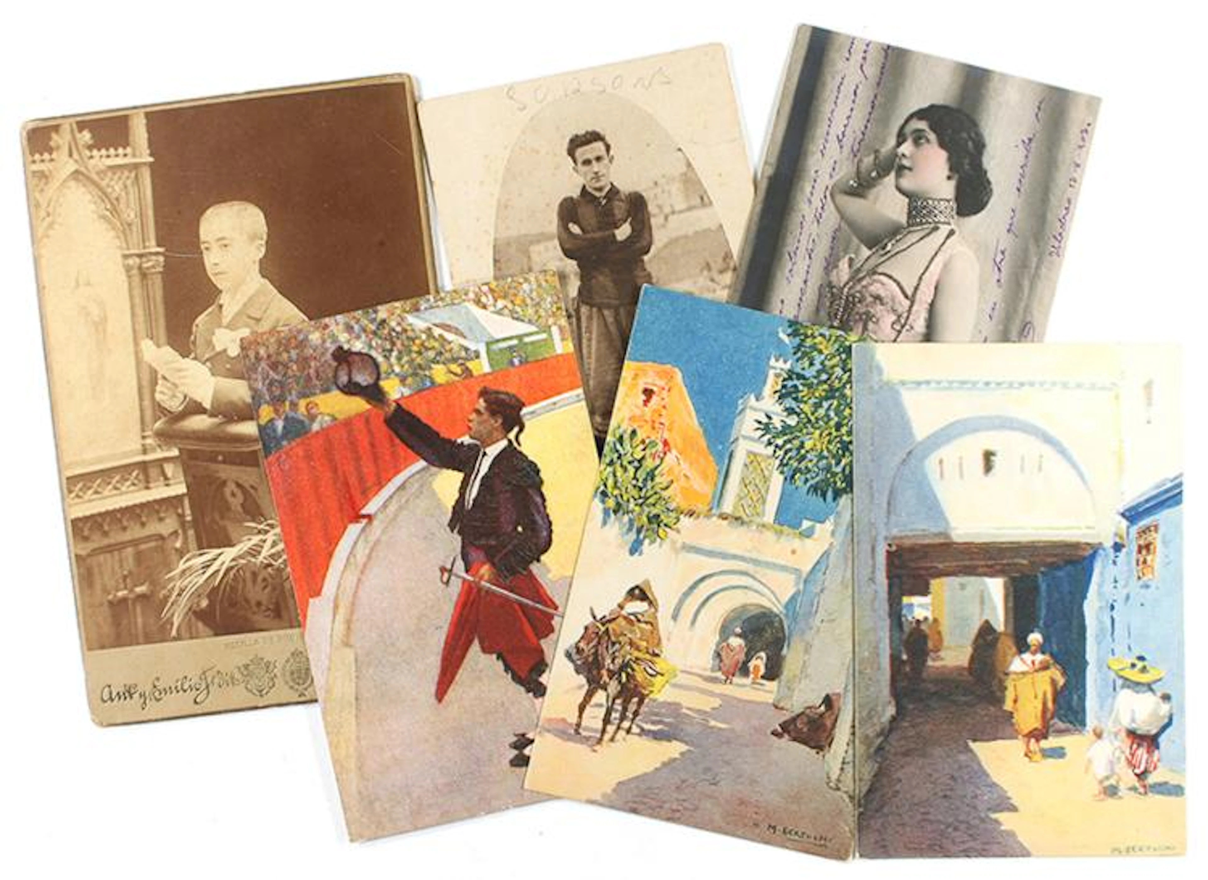 1900-1920 ca. POSTALES: ARCHIVADOR DE MADERA CON MÁS DE 700