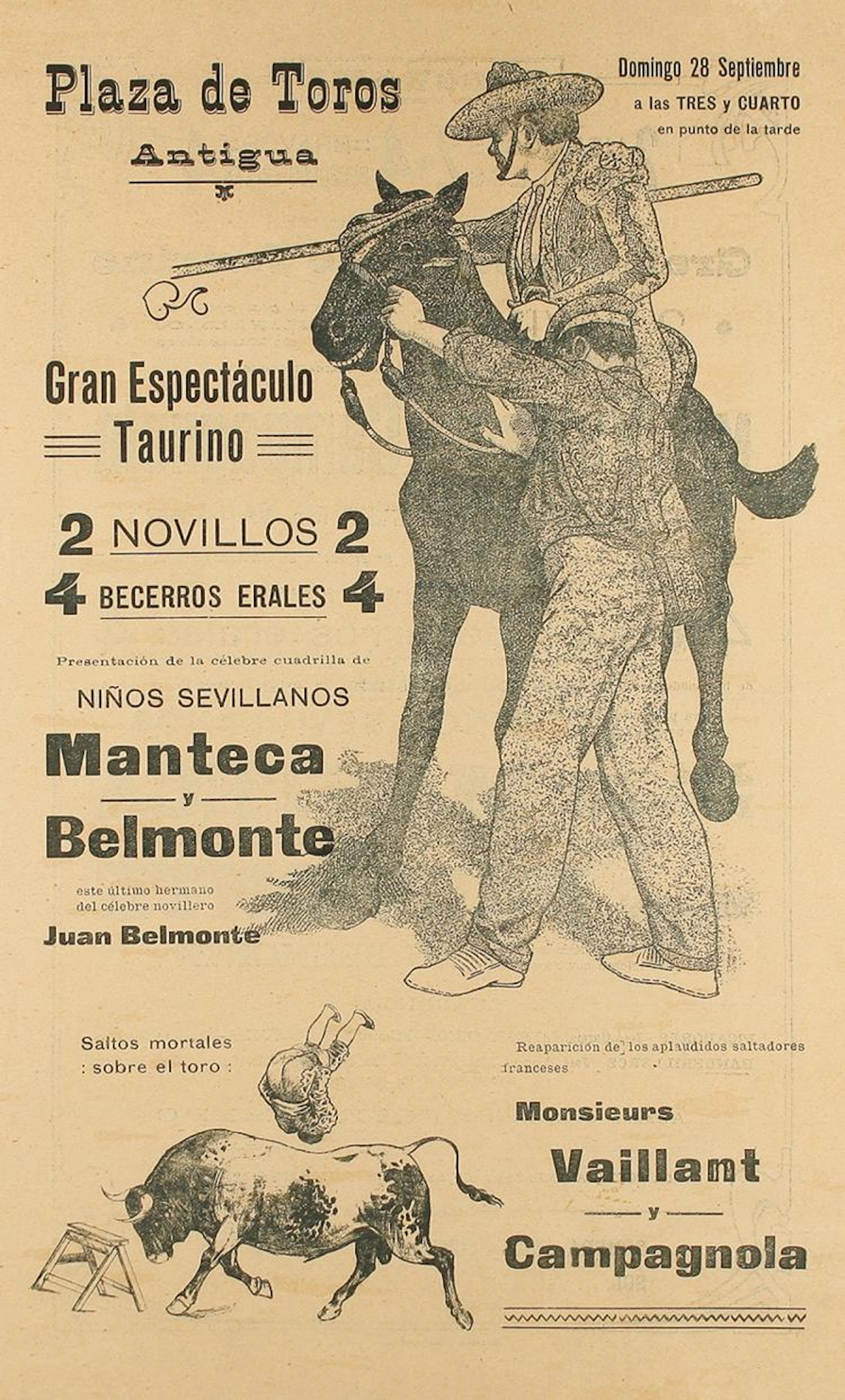 1887-1906. CARTEL: (TAUROMAQUIA-BARCELONA). CONJUNTO DE 4 BA