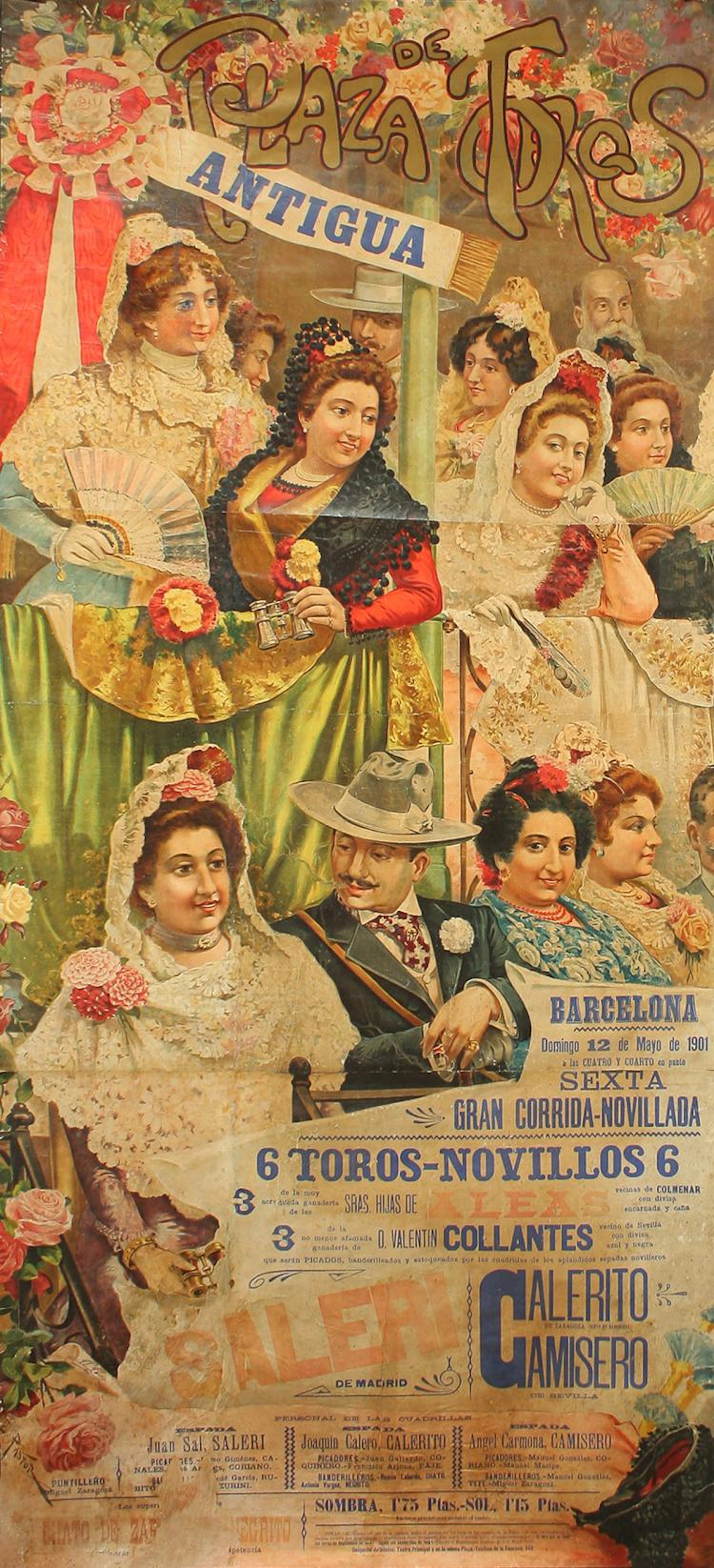1901. CARTEL: (TAUROMAQUIA). PASTOR, E.: PLAZA ANTIGUA DE BA