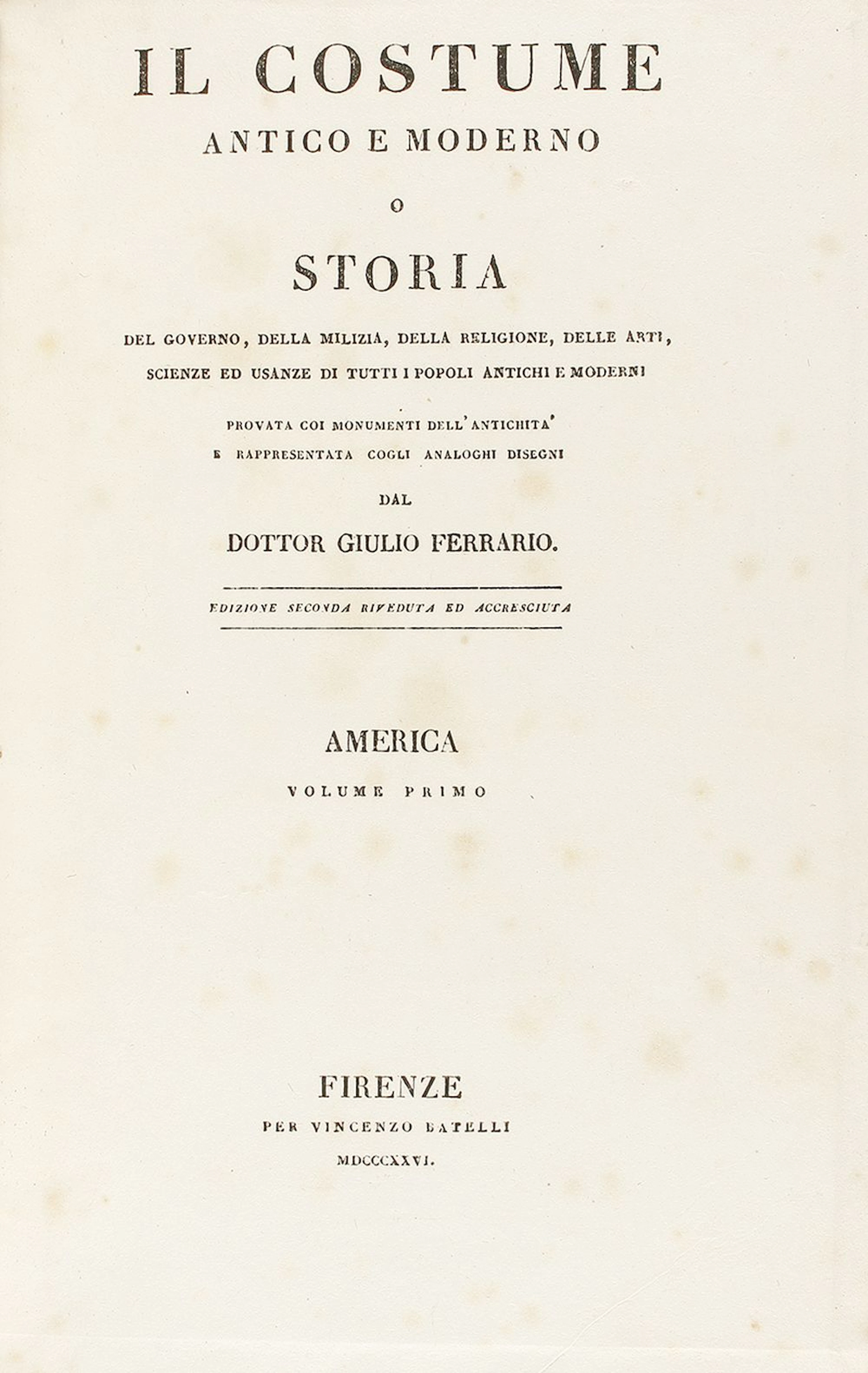 1826 LIBRO:(AMÉRICA) .FERRARIO, GIUGLIO: B