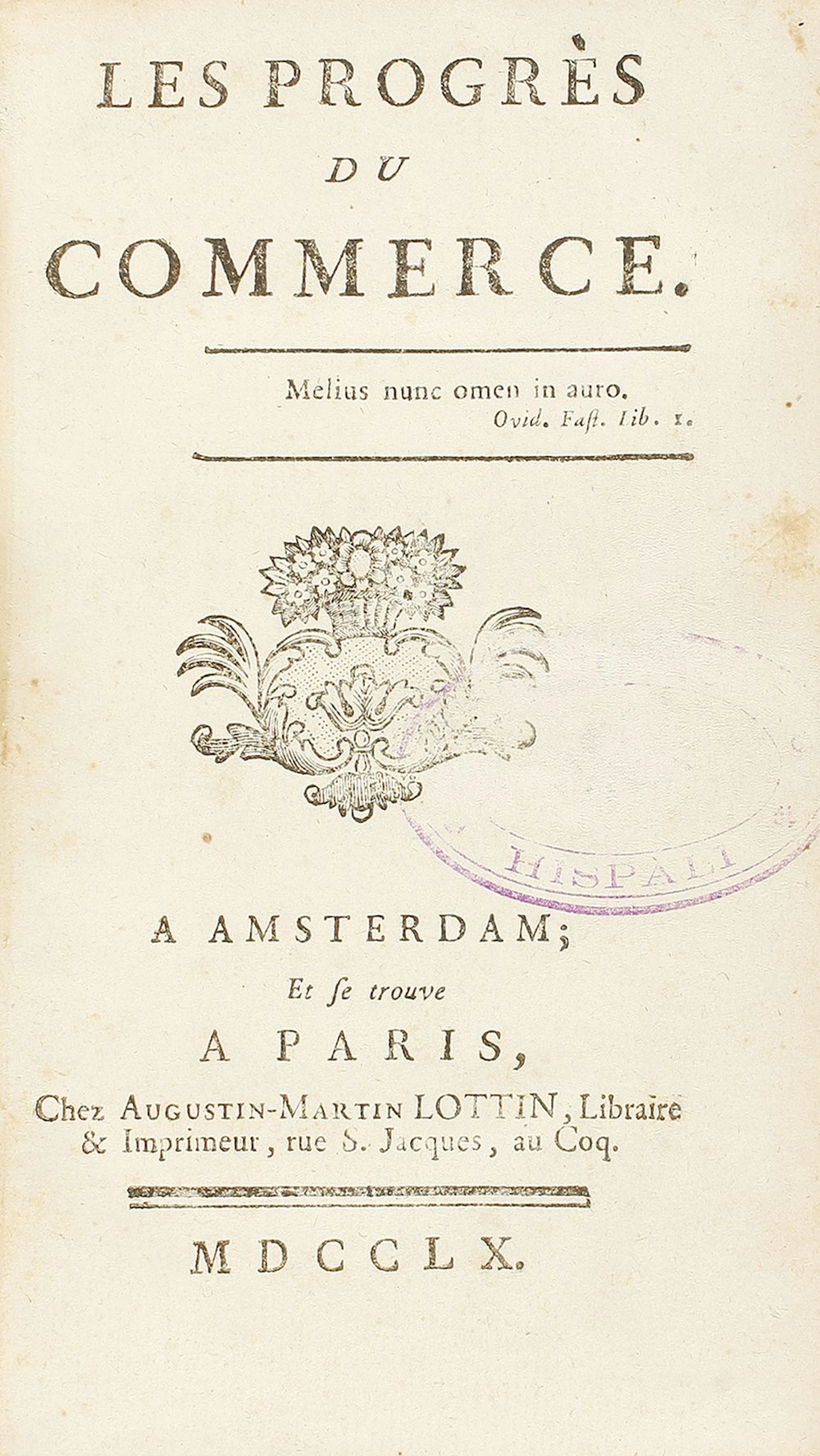 1760. LIBRO:(COMERCIO) .[LACOMBE DE PREZEL, H.]: