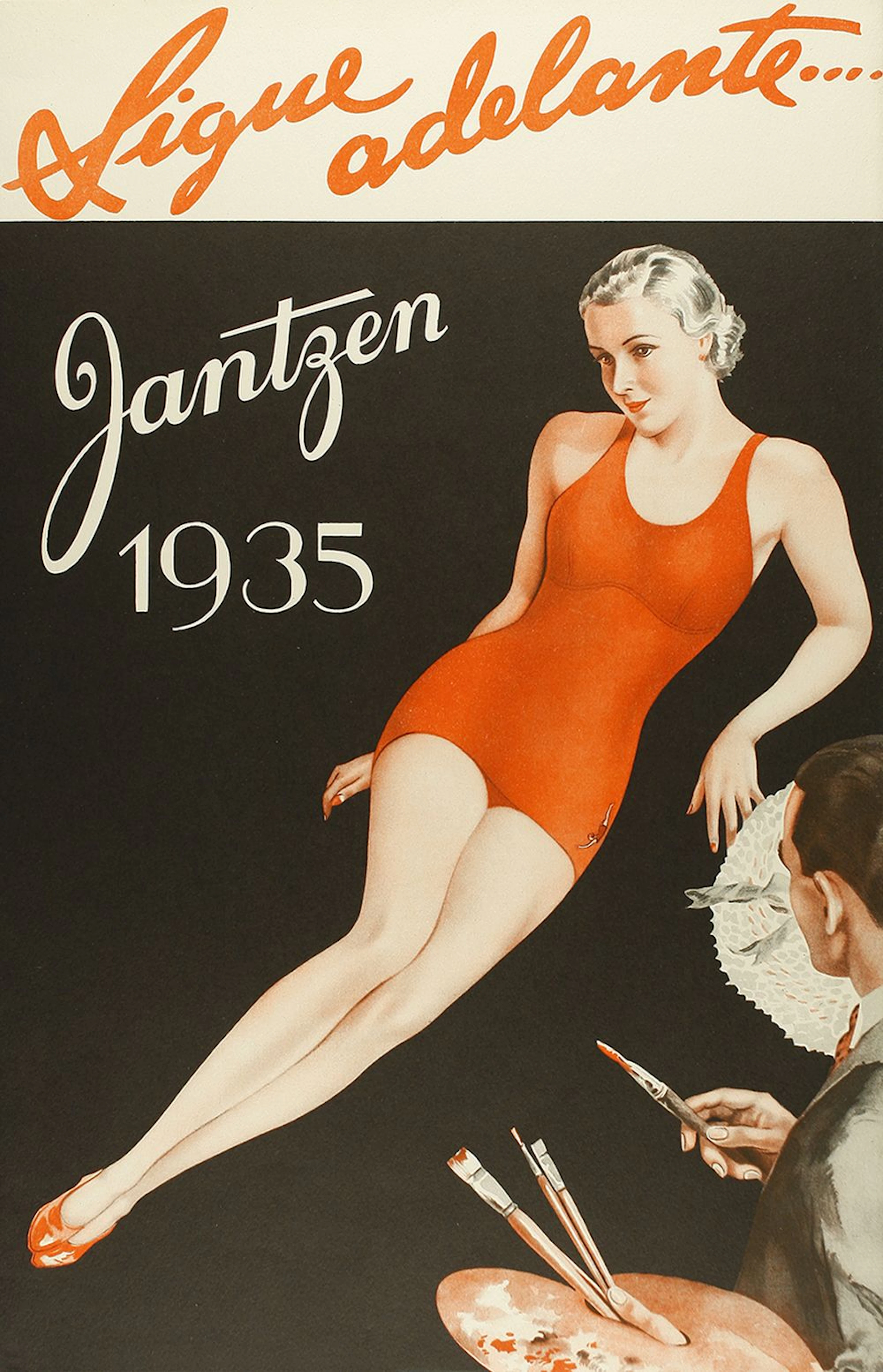 1935. CARTEL (MODA). SIGUE ADELANTE... JANTZEN 1935. Tríptic
