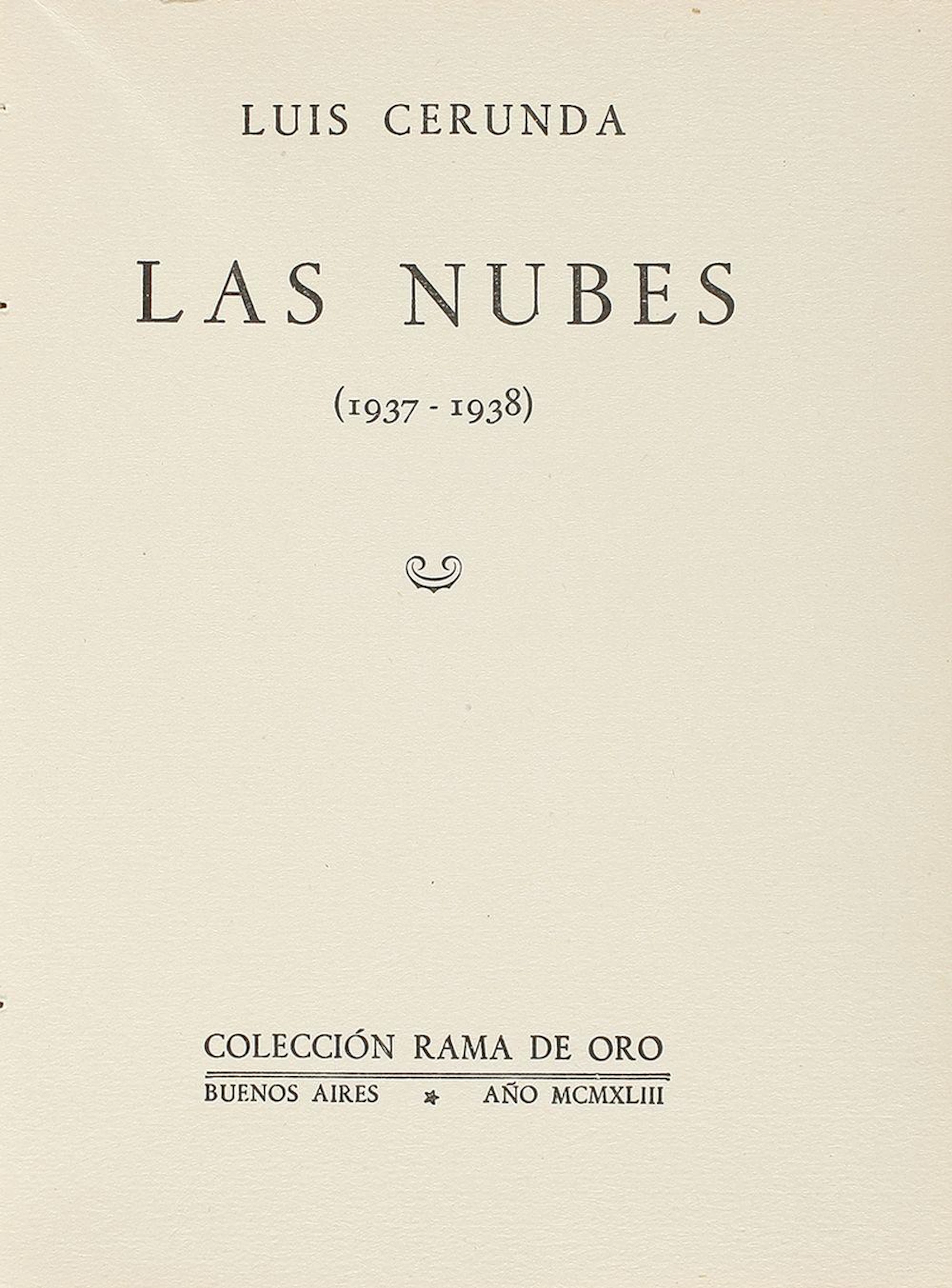1943. LIBRO: (LITERATURA-POSGUERRA). CERNUDA, LUIS: LAS NUBE