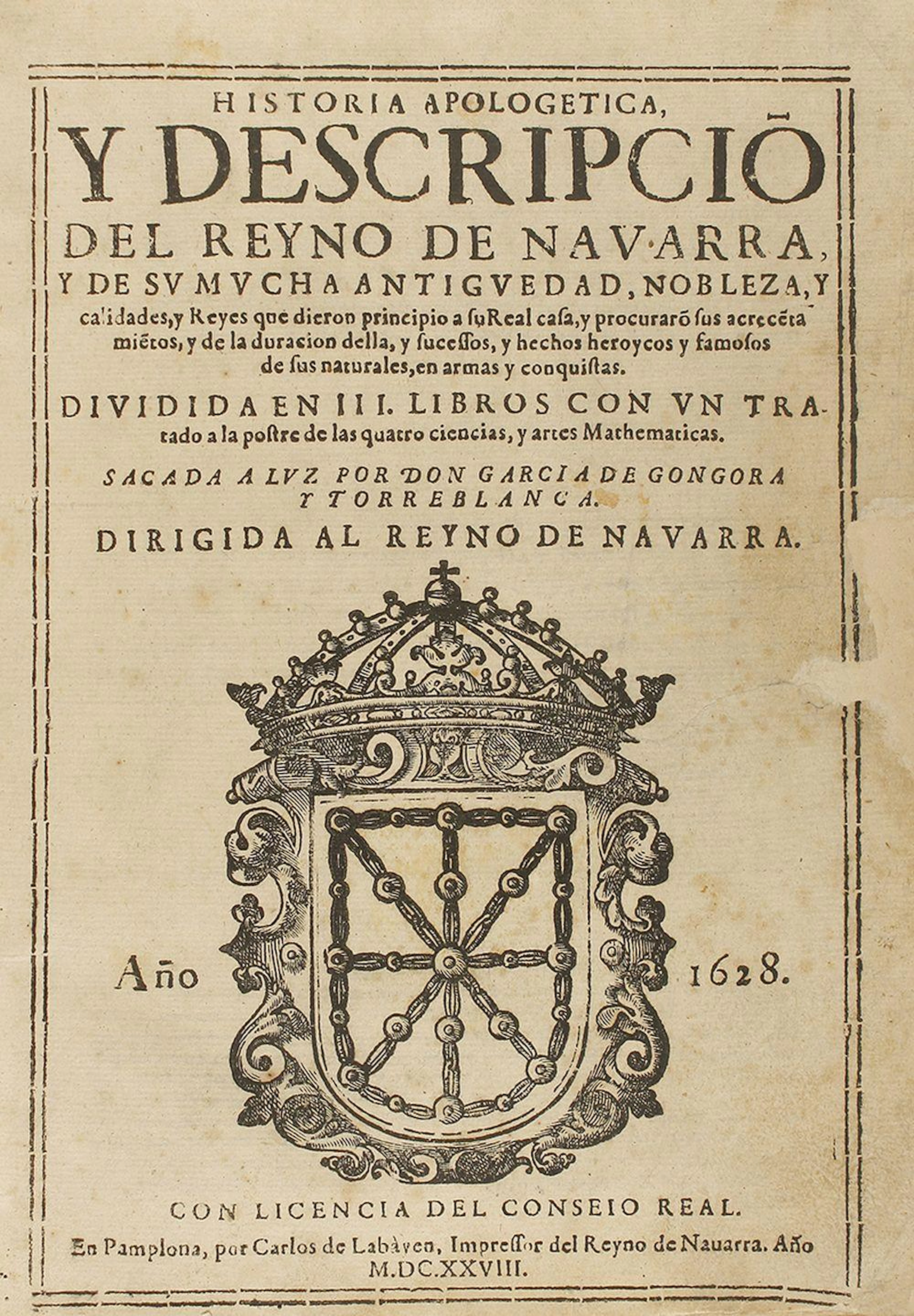 1628. LIBRO: (HISTORIA-NAVARRA). GONGORA Y TORREBLANCA, GARC