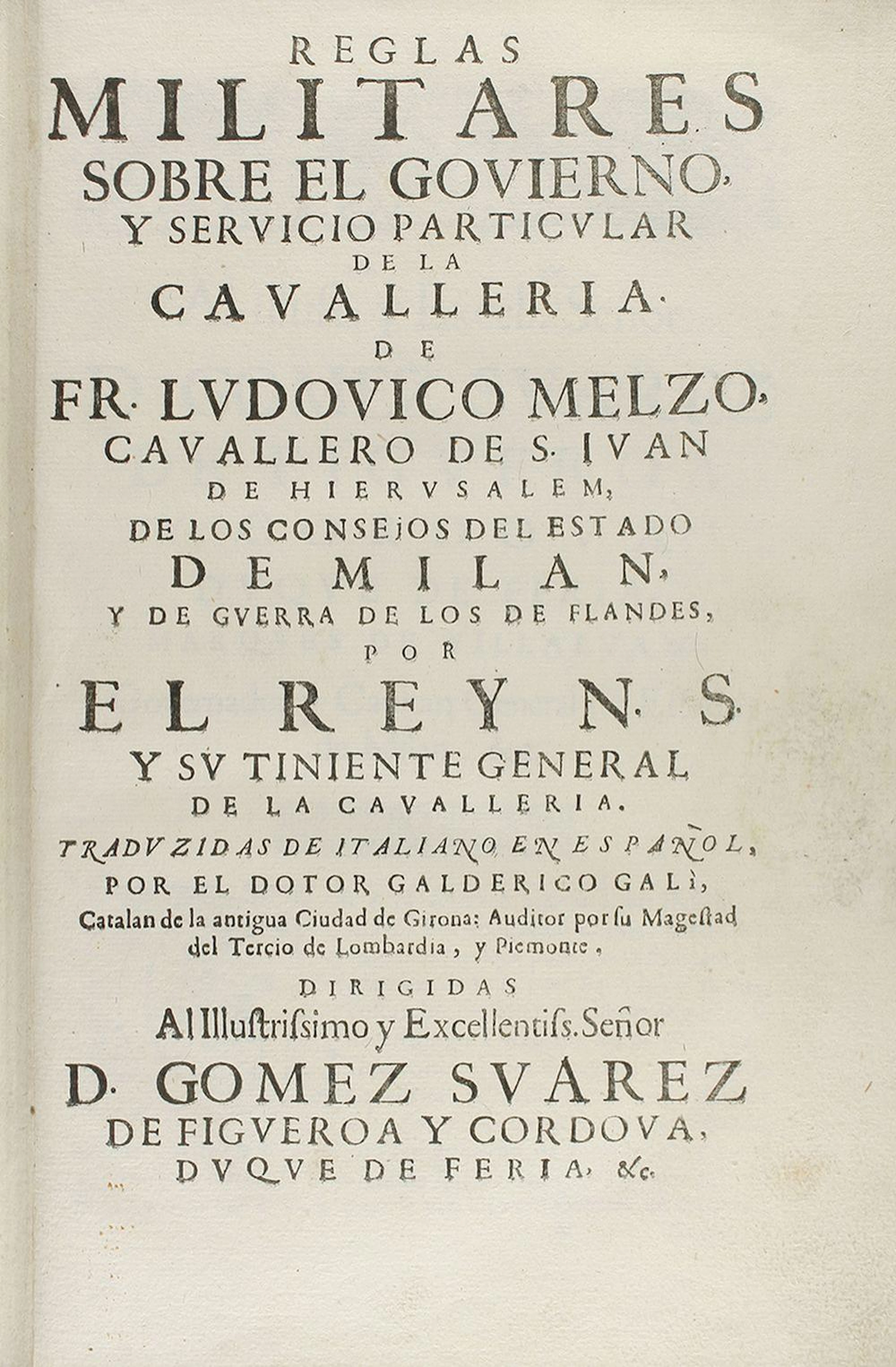 1619. LIBRO: (MILITARIA-CABALLERÍA). MELZO, LUDOVICO: REGLAS