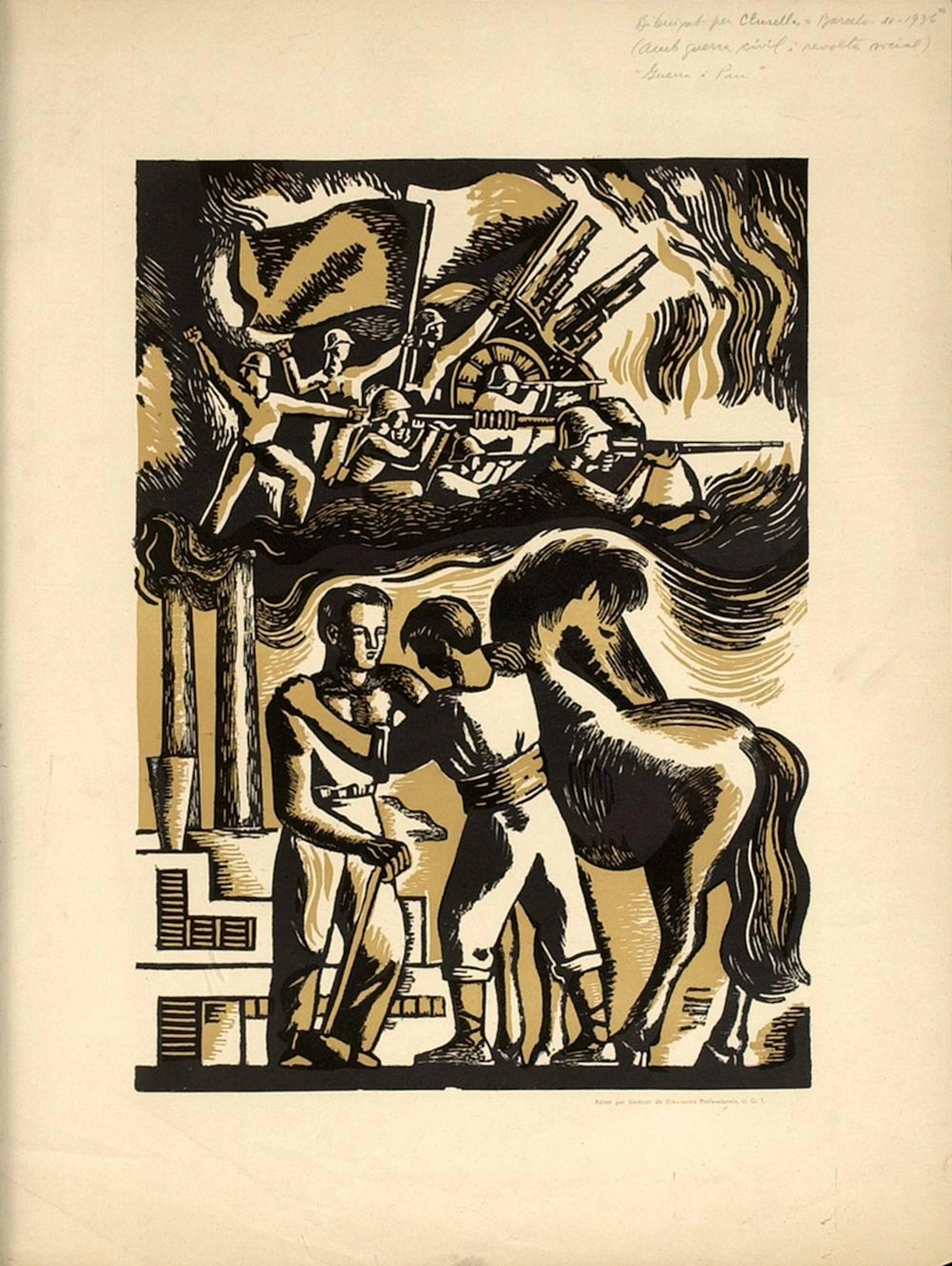 (1937 CA.). CARTEL: (GUERRA CIVIL Y REPÚBLICA). CLUSELLAS: ALEGORIA GUERRA
