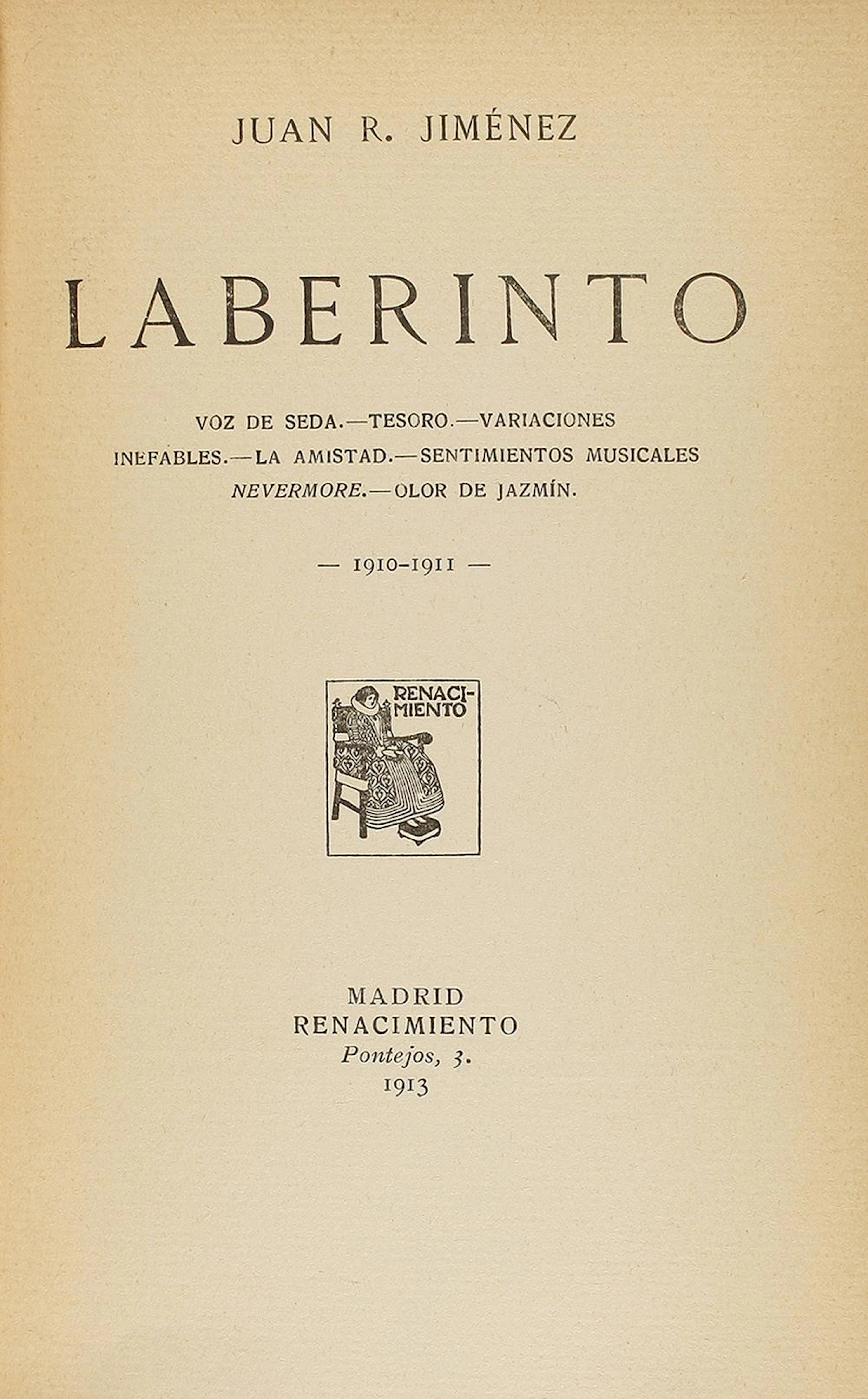 1913. LIBRO: (LITERATURA-SIMBOLISMO). JIMENEZ, JUA?