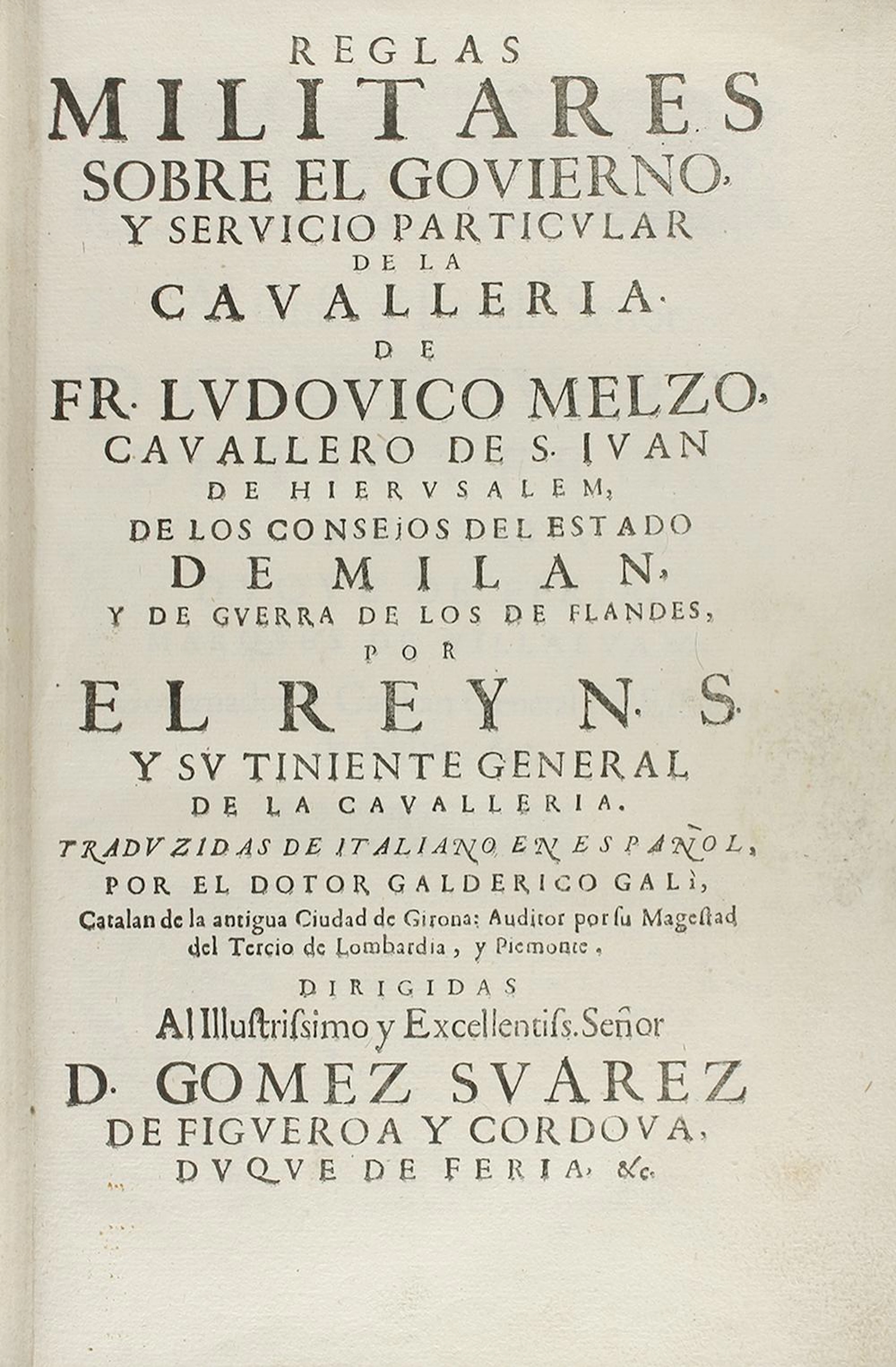1619. LIBRO: (MILITARIA-CABALLERÍA). MELZO, LUDOVI?