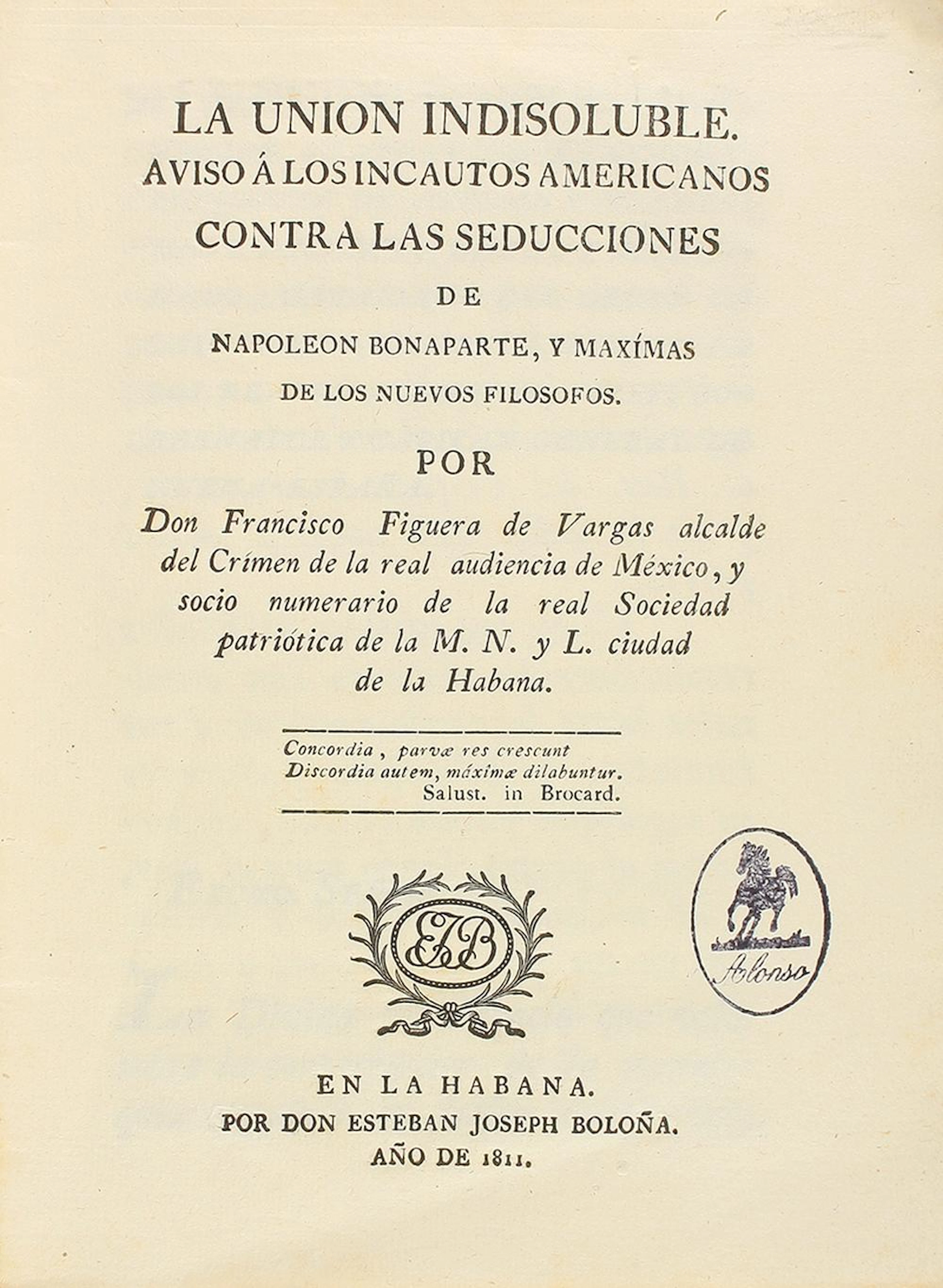 1811. FOLLETO: (HISTORIA-CUBA). FIGUERA DE VARGAS,?