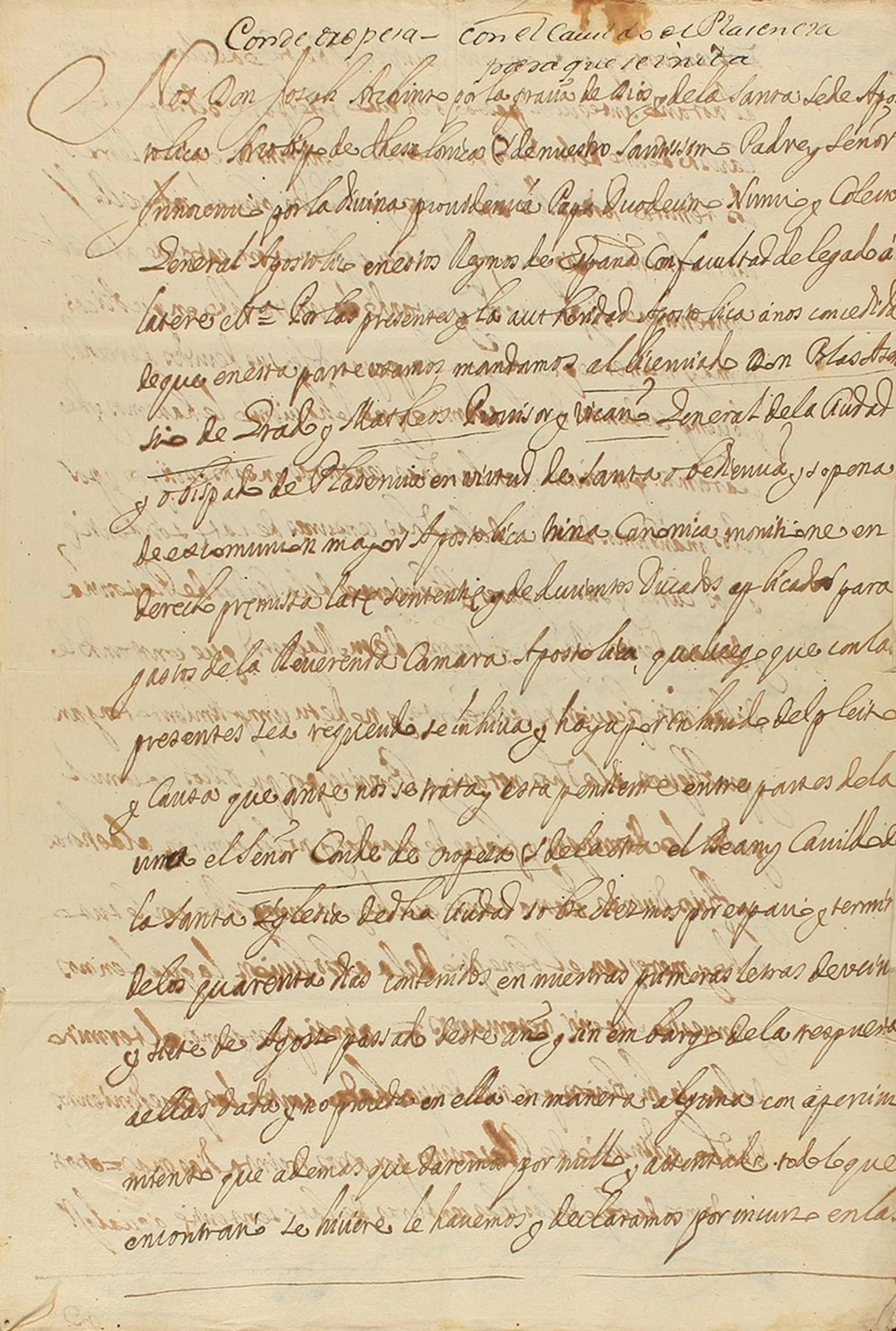 1696. MANUSCRITO: NUNCIATURA DE CABILDO DE PLASENC?