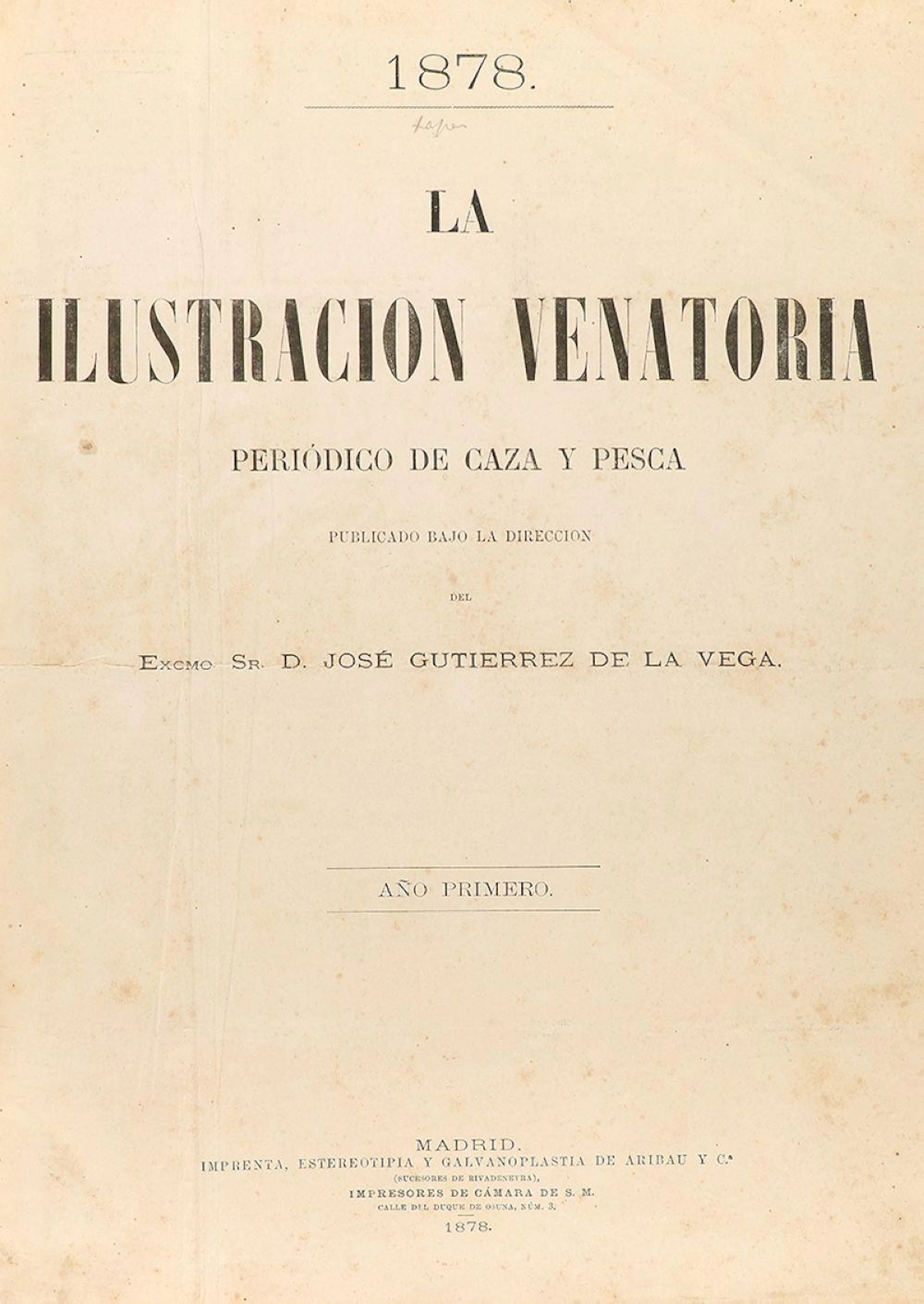 1878-1885. REVISTA: (CAZA). GUTIERREZ DE LA VEGA, ?