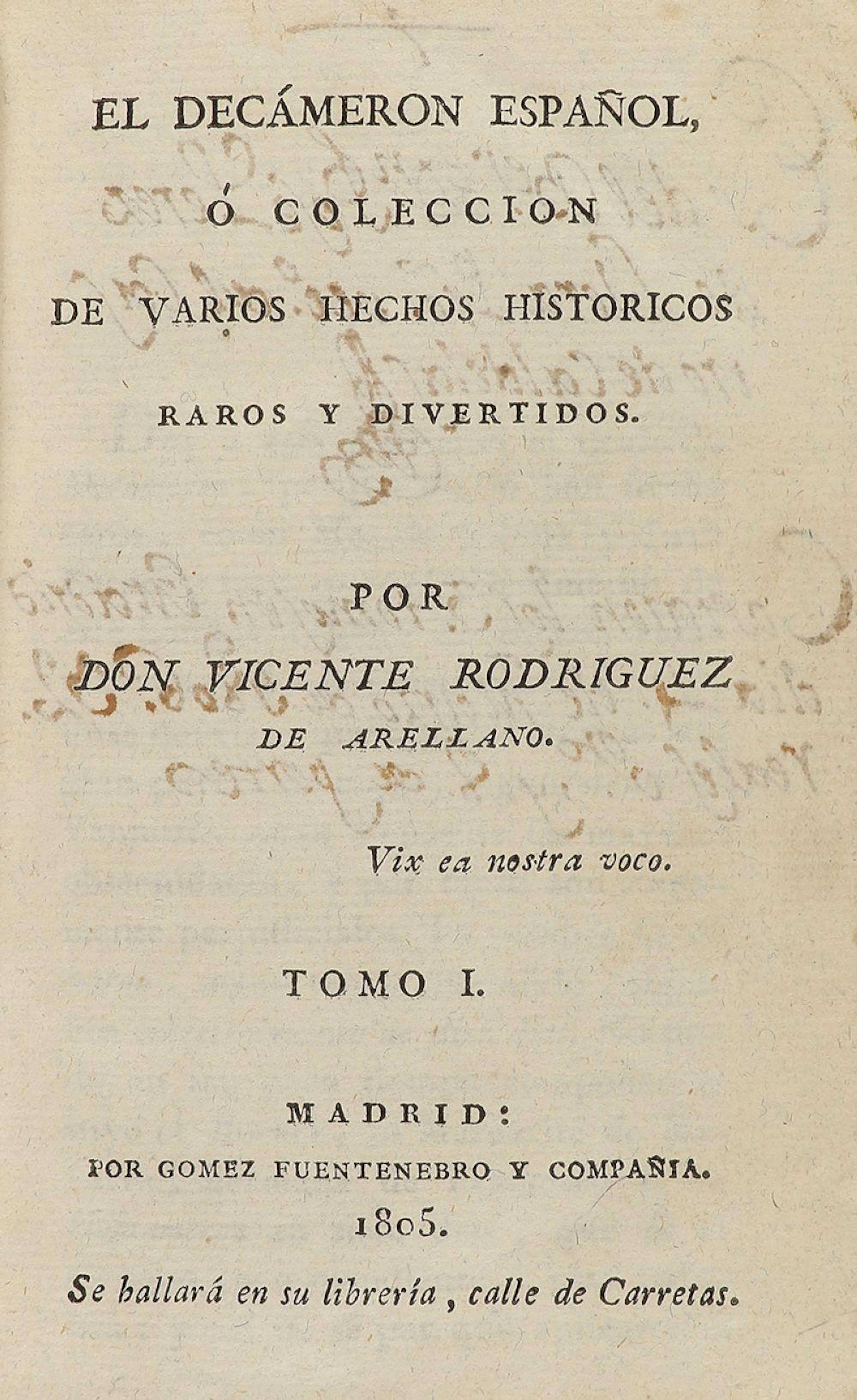 1805. LIBRO: (LITERATURA). RODRIGUEZ DE ARELLANO, ?
