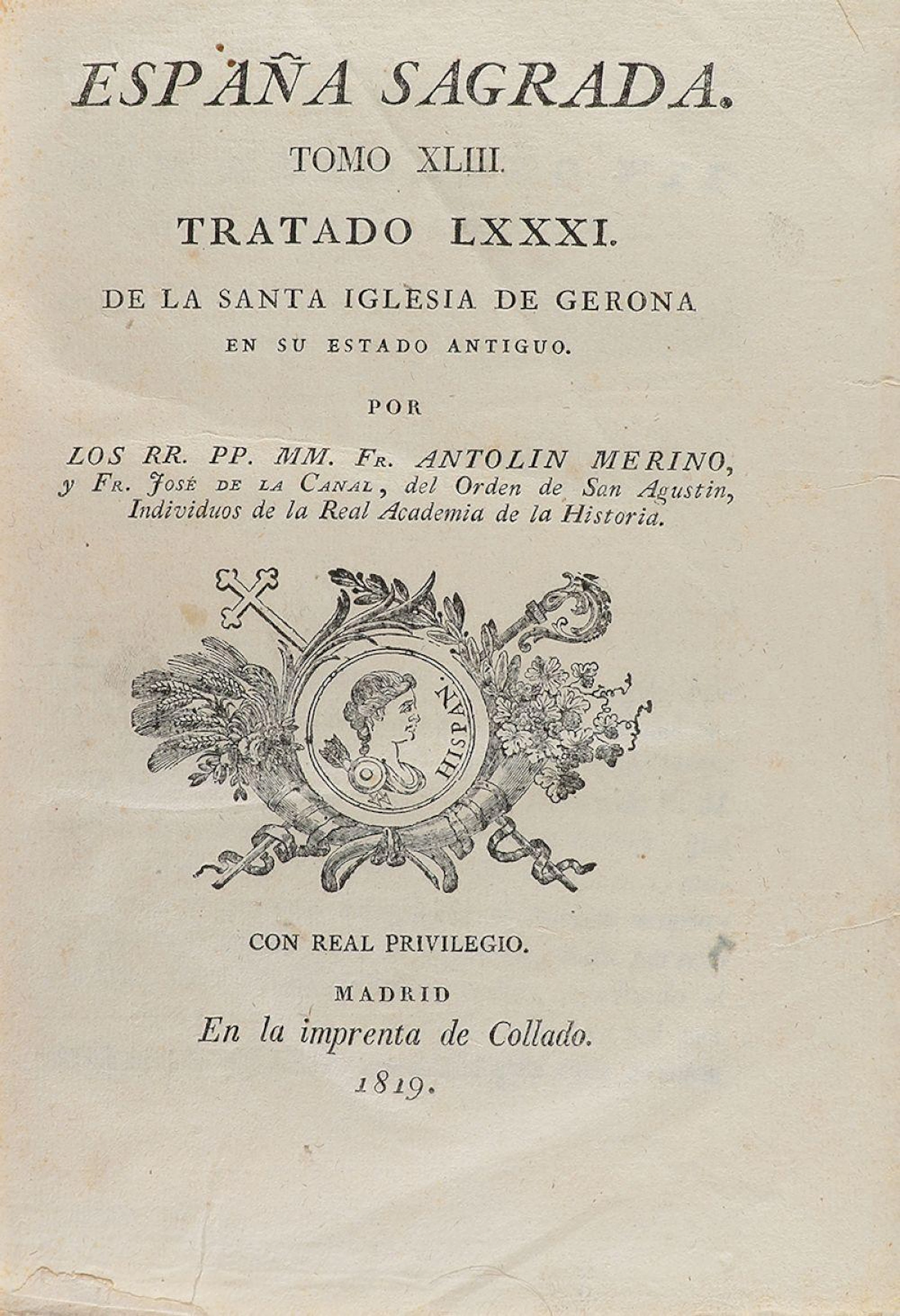 1819. LIBRO: (GIRONA). MERINO, ANTOLIN; CANAL, JOS?