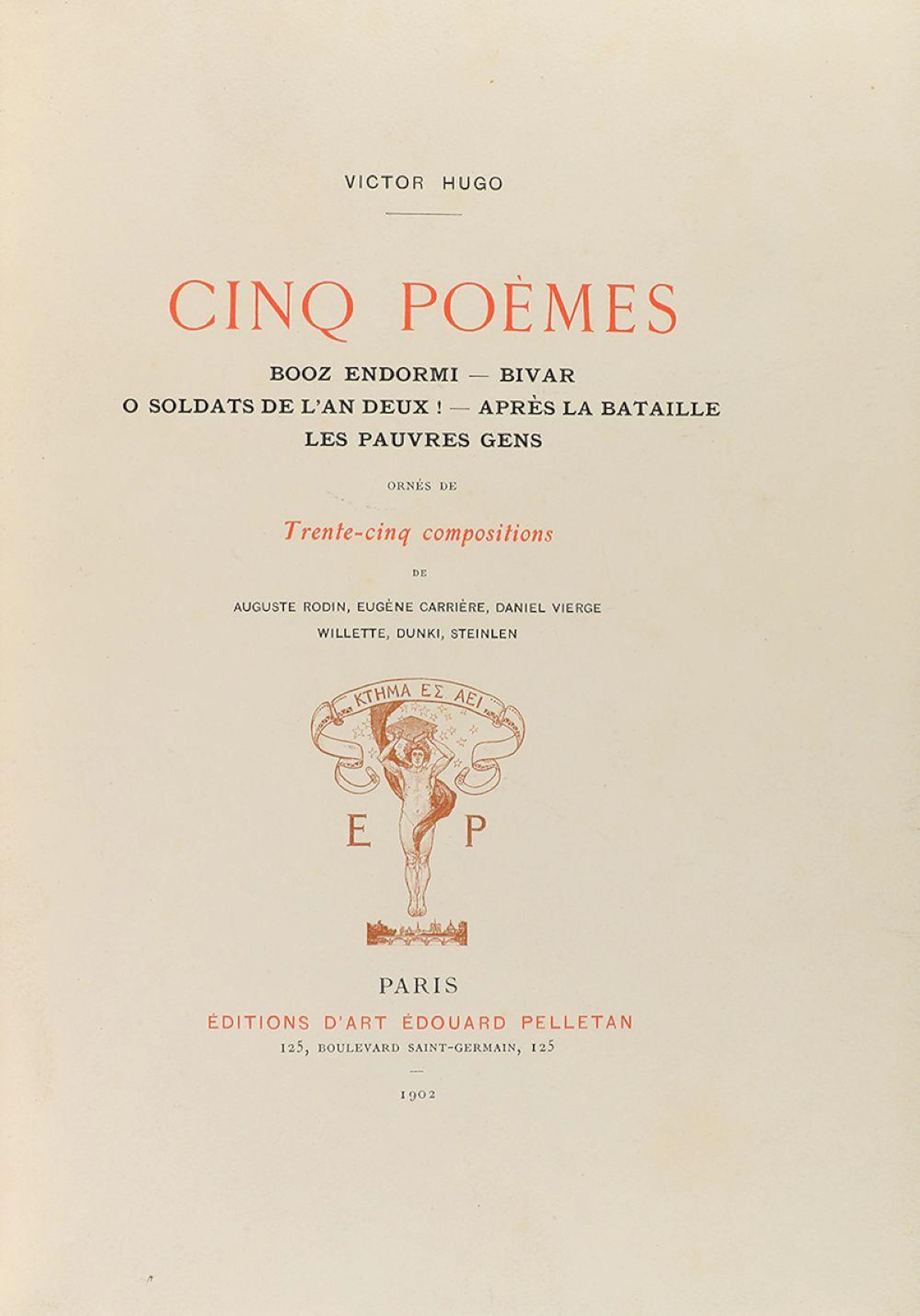 1902. LIBRO: (BIBLIOFILIA). HUGO, VICTOR: CINQ POE?
