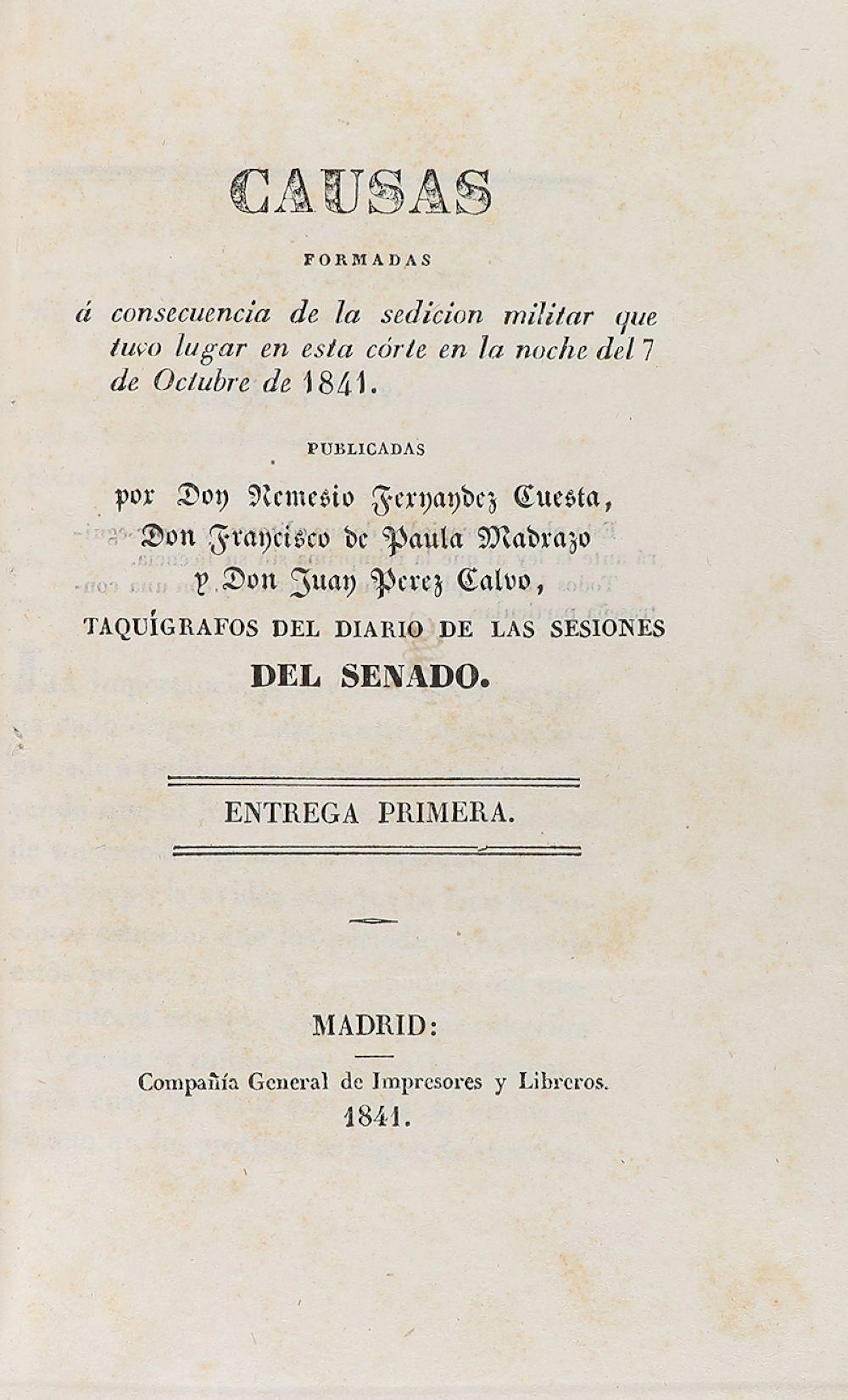 1841. LIBRO: (HISTORIA-ESPAÑA). FERNANDEZ CUESTA, ?
