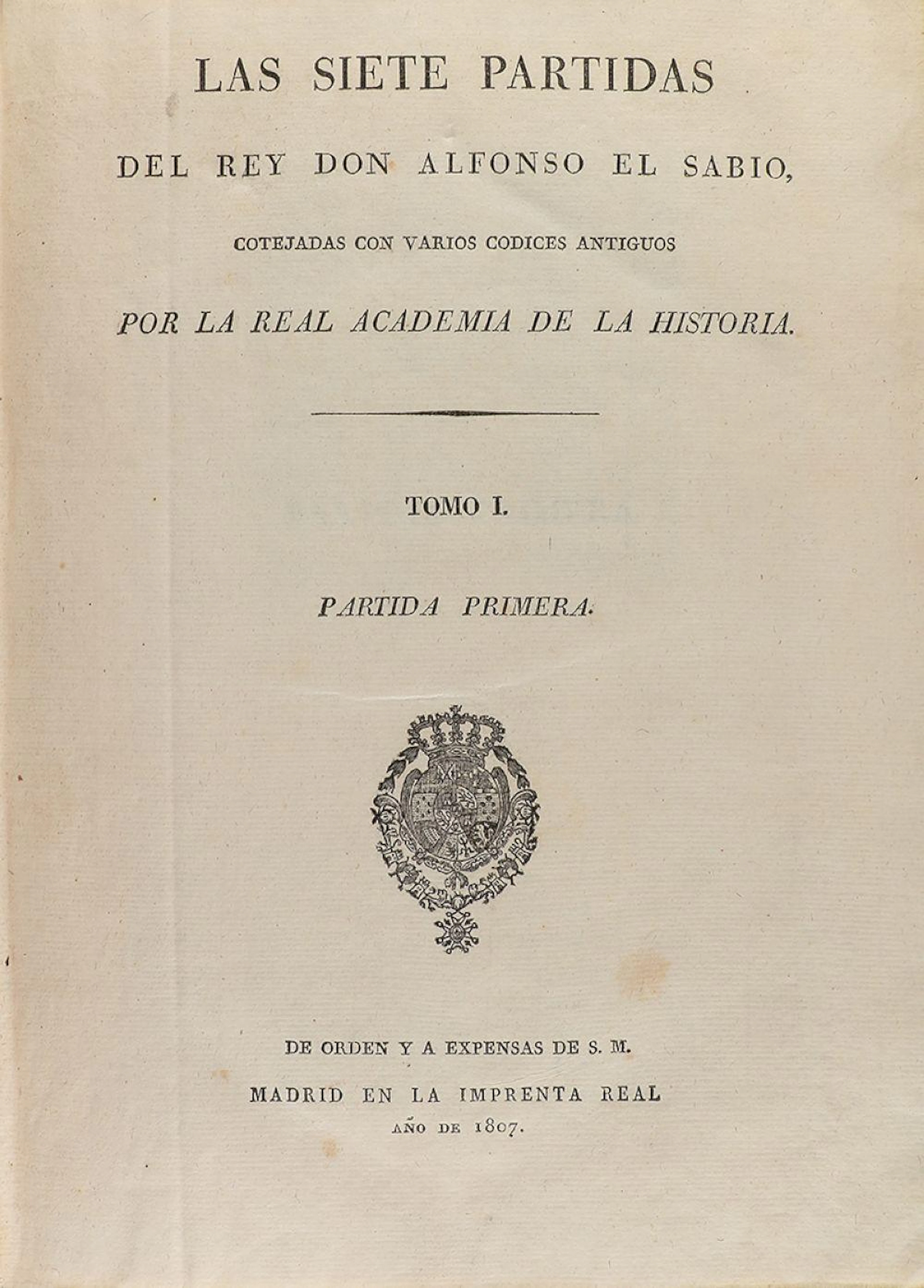 1807. LIBRO: (DERECHO ESPAÑOL-HISTORIA). SABIO, AL?