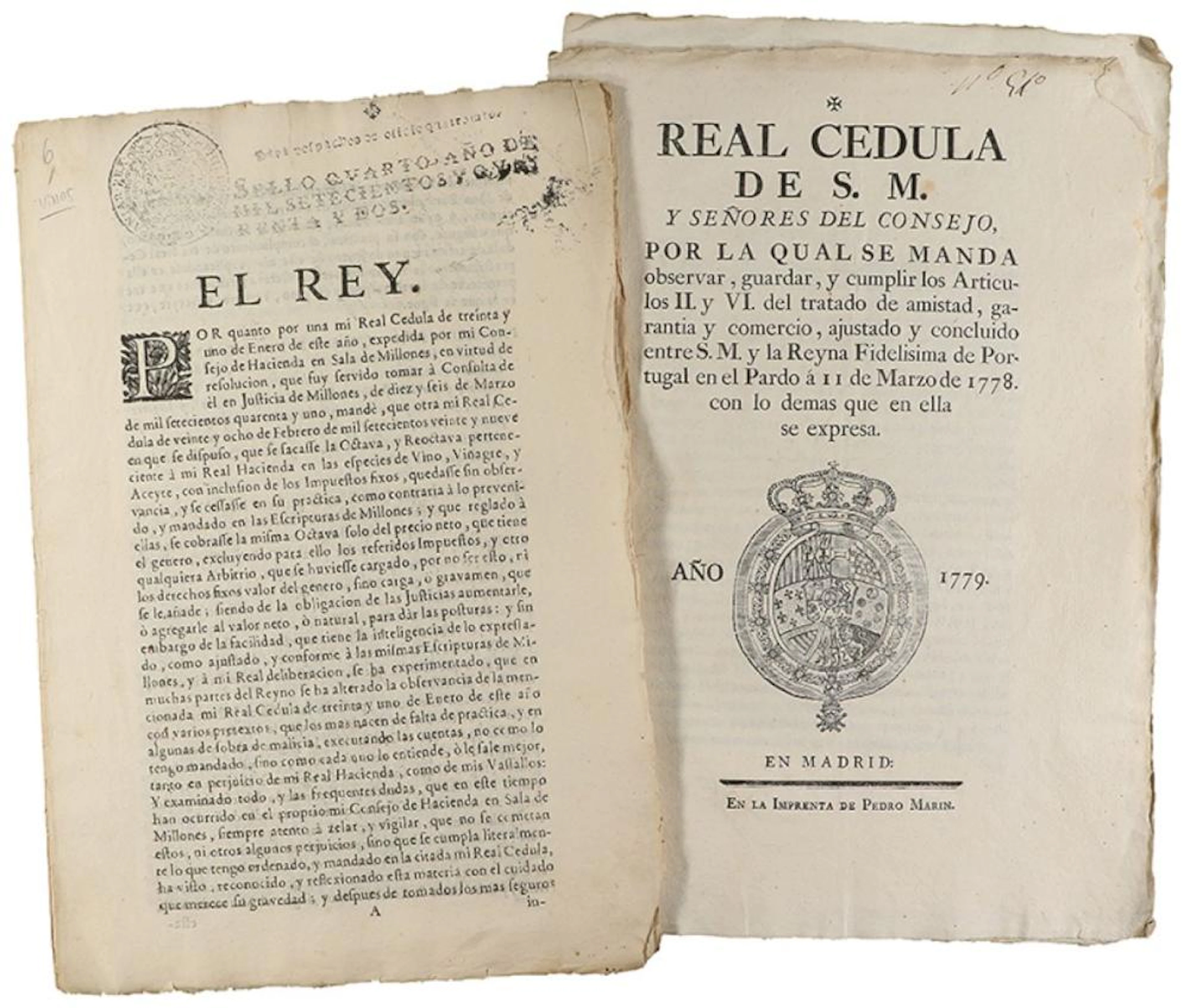 1742 Y 1779. FOLLETO: (COMERCIO). DOS DOCUMENTOS R?