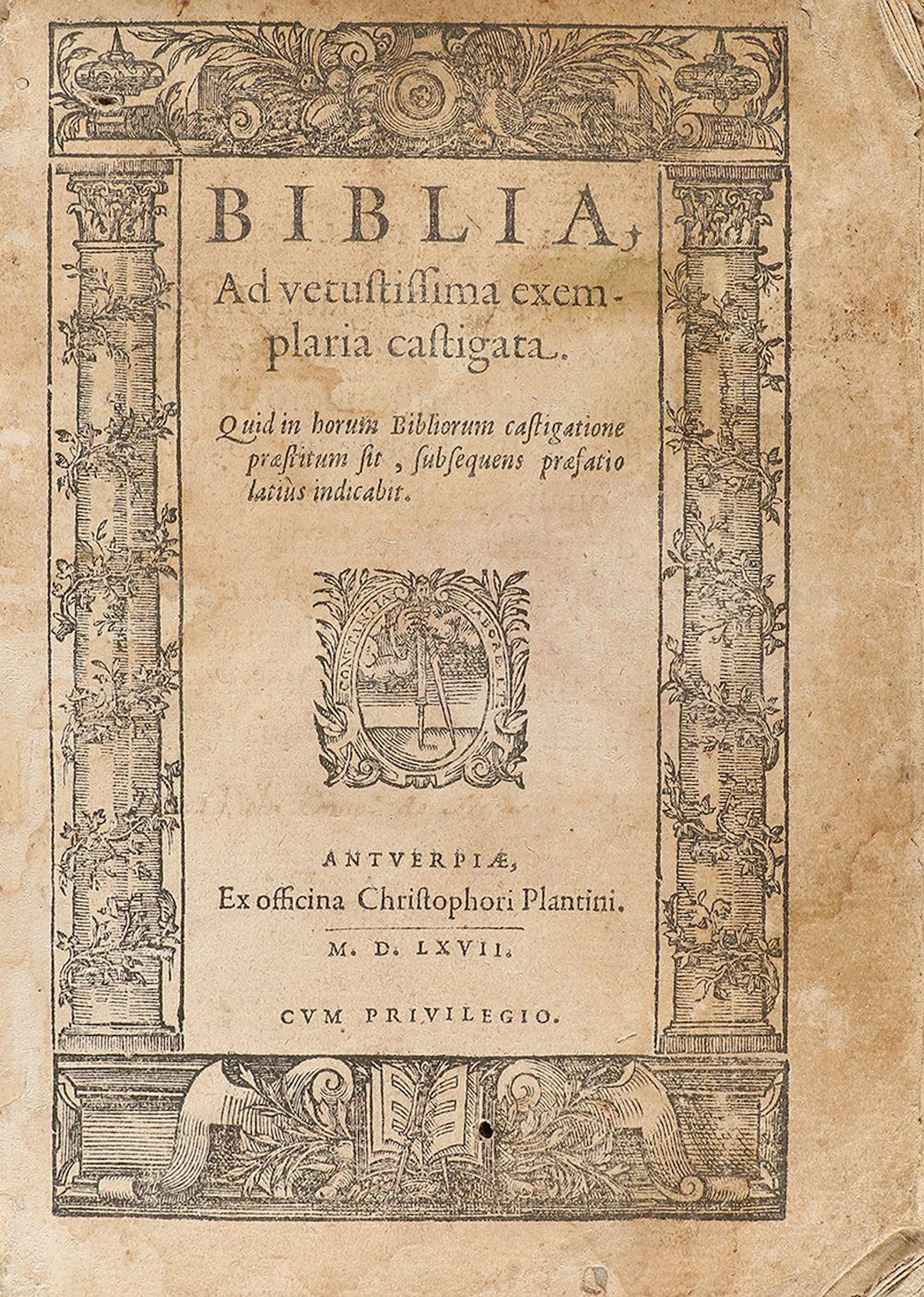 1567. LIBRO: (BIBLIA). BIBLIA AD VETUSTISSIMA EXEM?