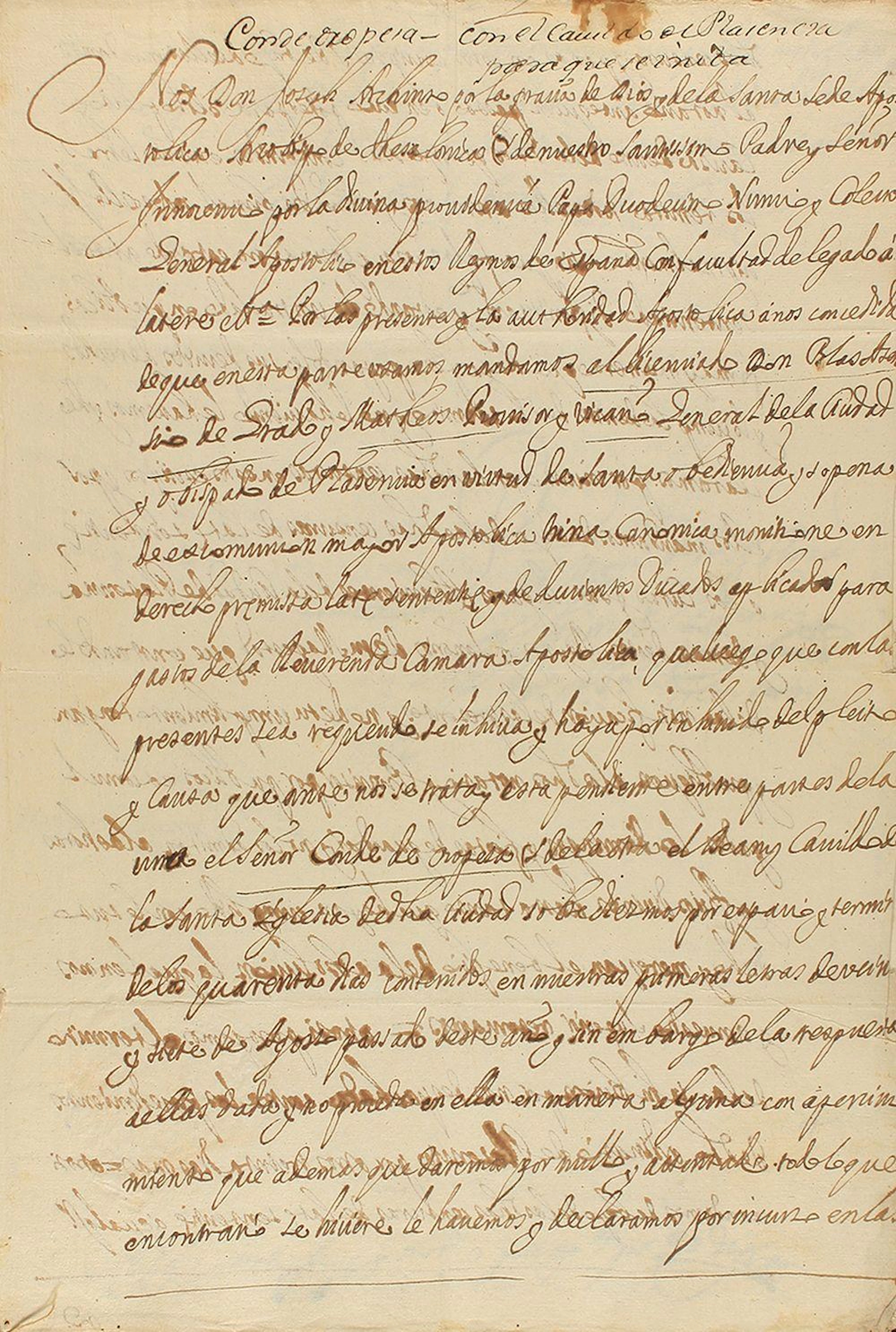 1696. MANUSCRITO: NUNCIATURA DE CABILDO DE PLASENC?