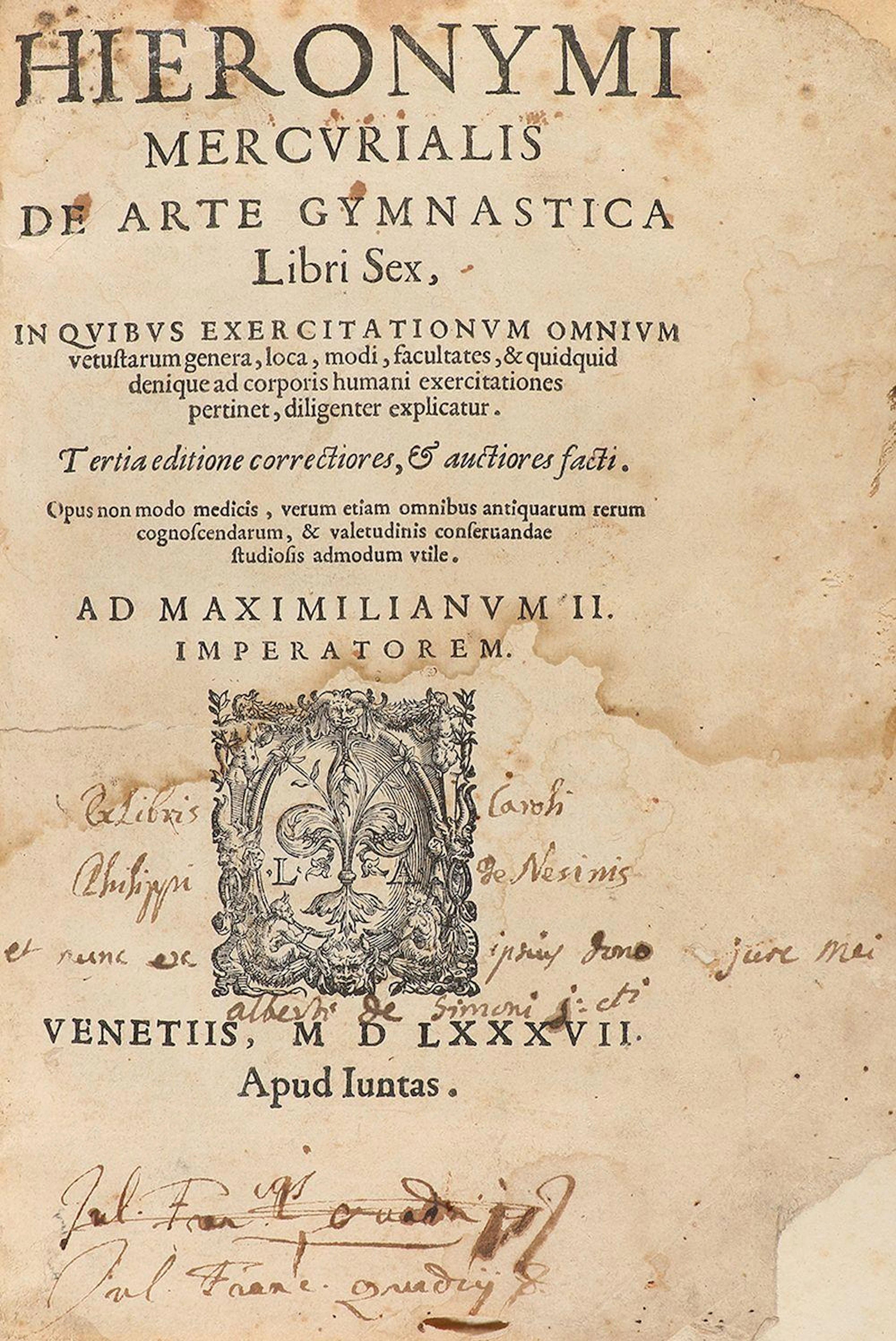 1587. LIBRO: (GIMNASIA). MERCURIALIS, HIERONYMI: D?