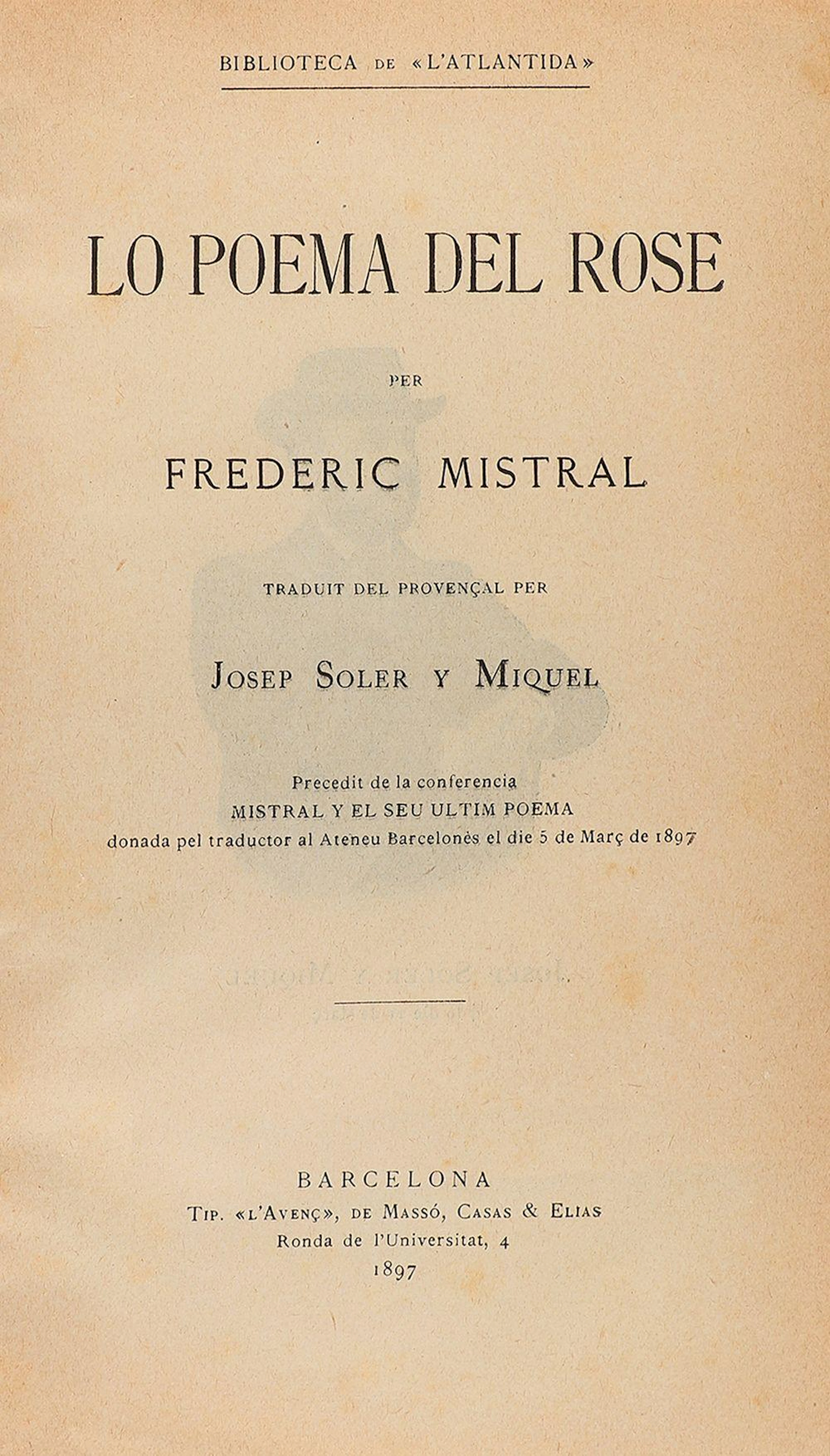 1897. LIBRO: (LITERATURA). MISTRAL, FREDERIC: LO P?