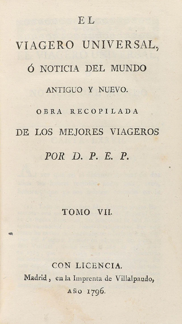 1796-1797. LIBRO: (VIAJES). EL VIAGERO UNIVERSAL, ?