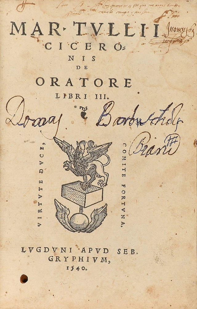 1540. LIBRO: (LITERATURA CLÁSICA). CICERÓN, MARCO ?
