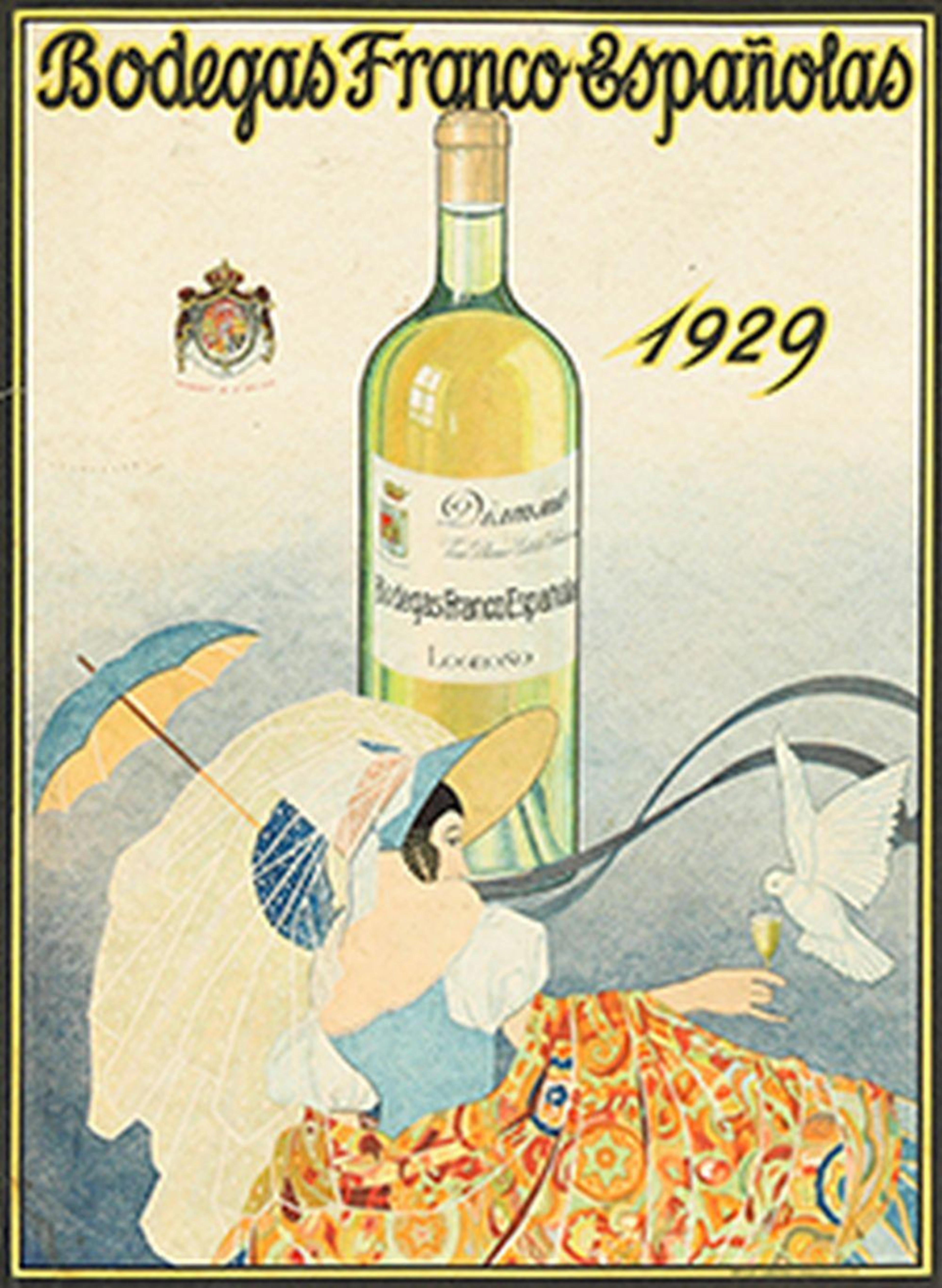 1929. CARTEL: BODEGAS FRANCO ESPAÑOLAS. 1929. Tolosa: Gráficas La