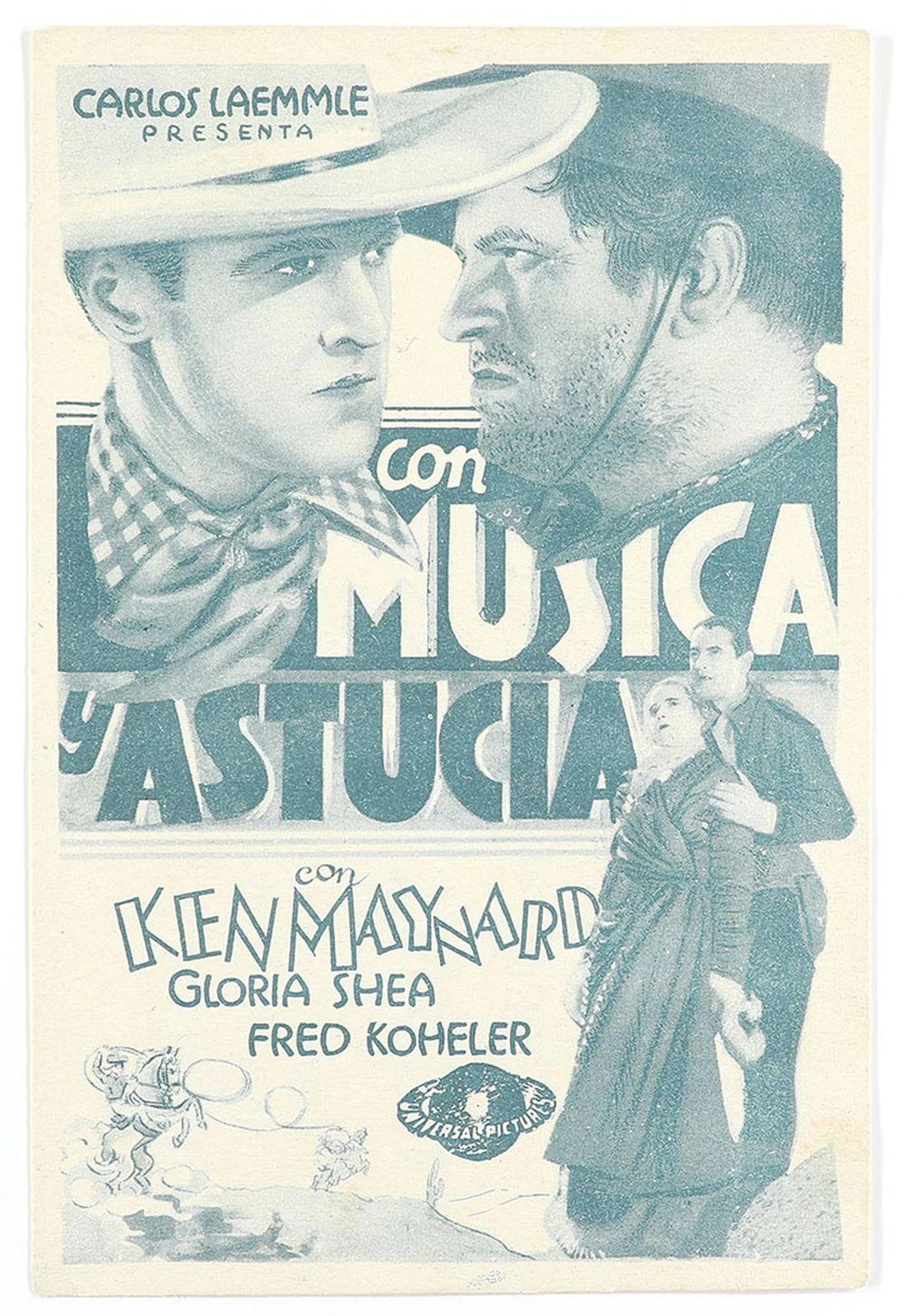 1933. PROGRAMA DE MANO: CON MUSICA Y ASTUCIA. Tarjeta, offset.