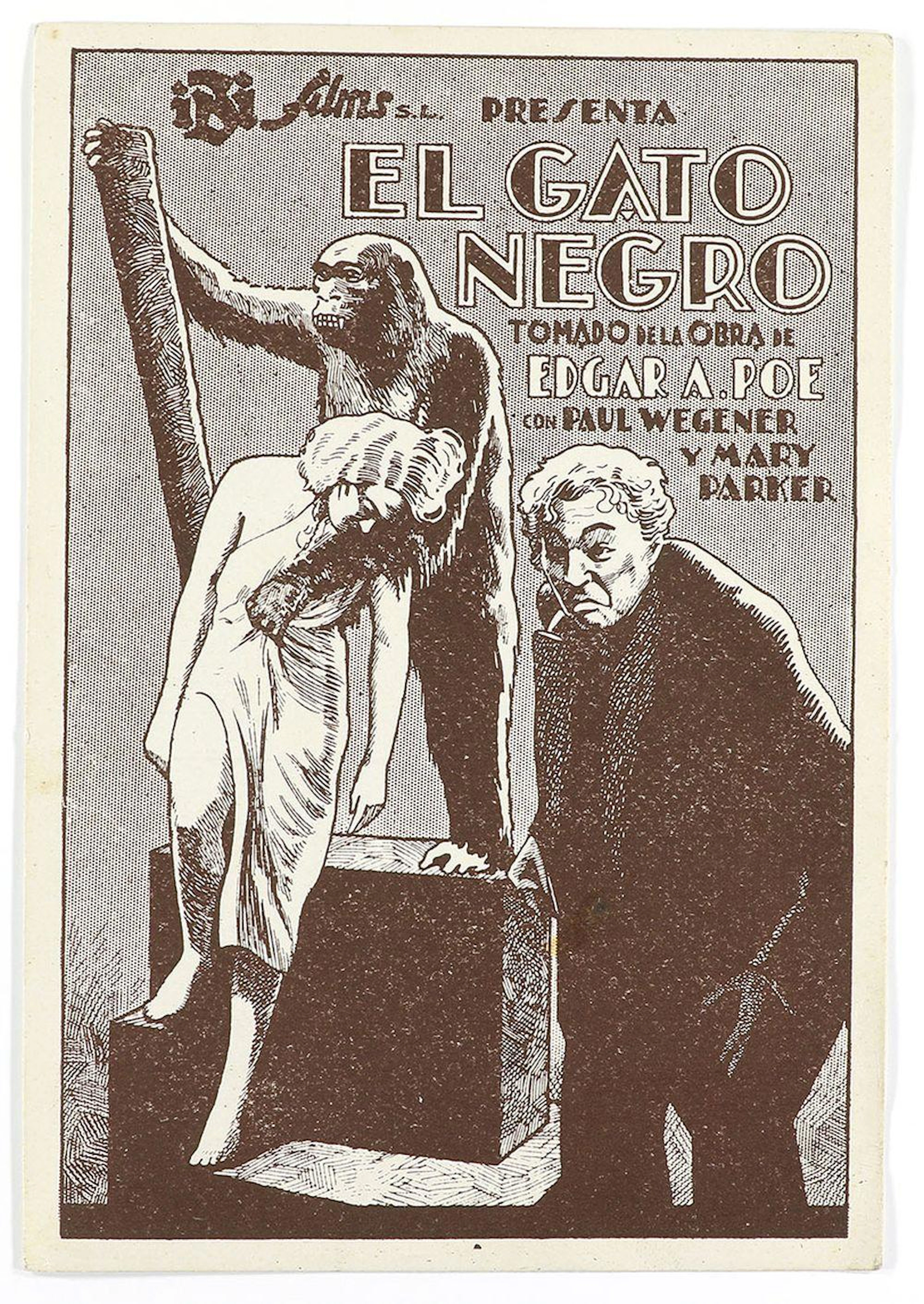 1932. PROGRAMA DE MANO: EL GATO NEGRO. Tarjeta postal, litografía.
