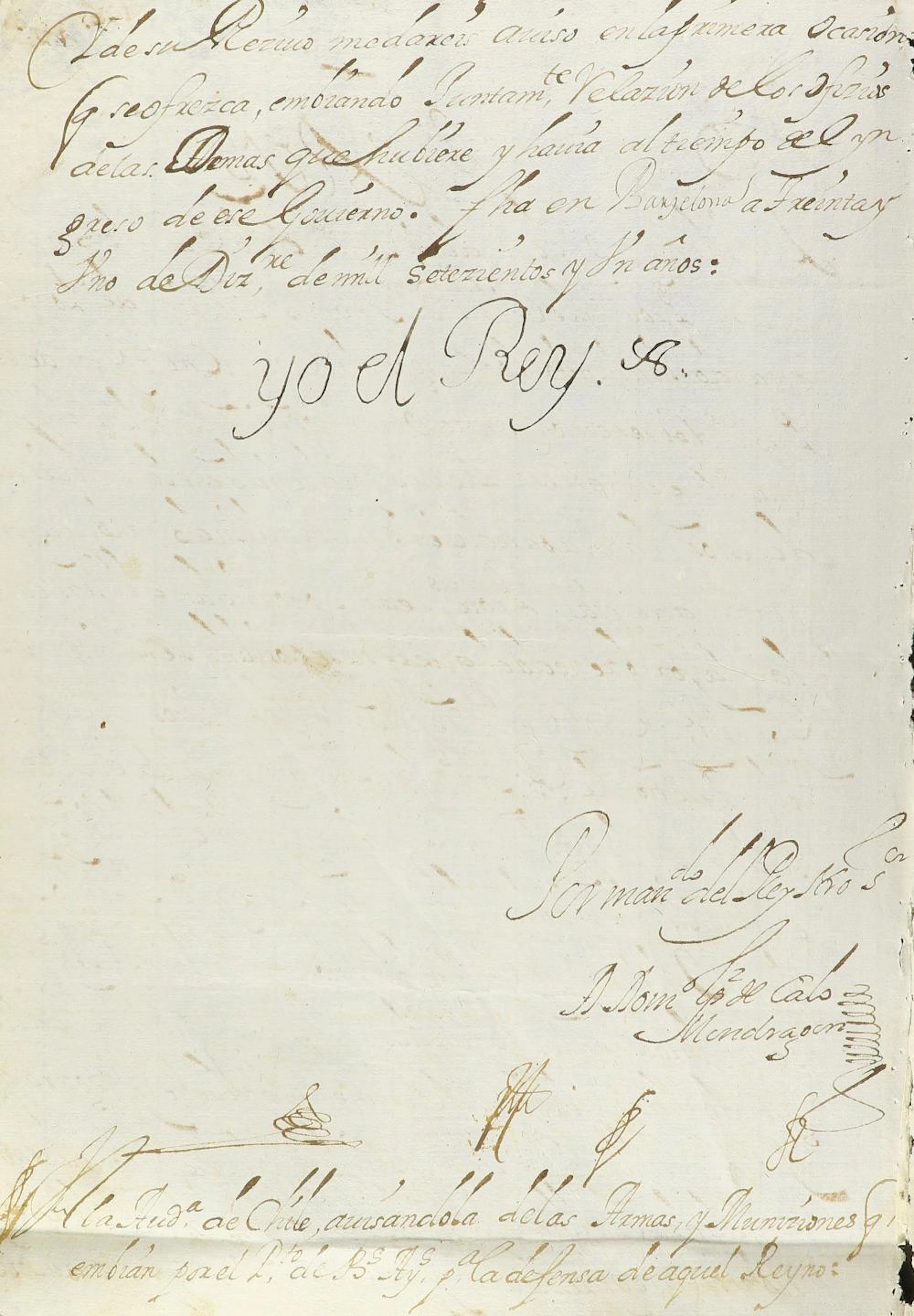 1701-1702. MANUSCRITO: (FIRMA REAL-FELIPE V). CART?