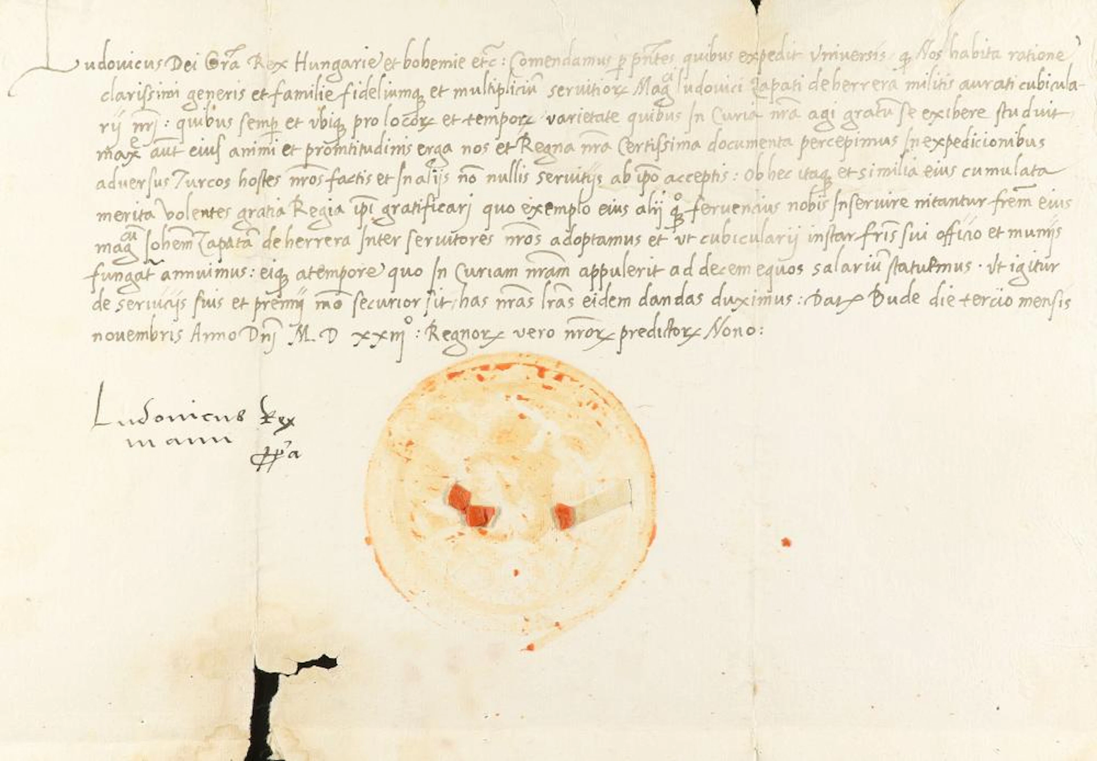 1523. MANUSCRITO: (FIRMA REAL-LUDOVICO II). SOBRES?