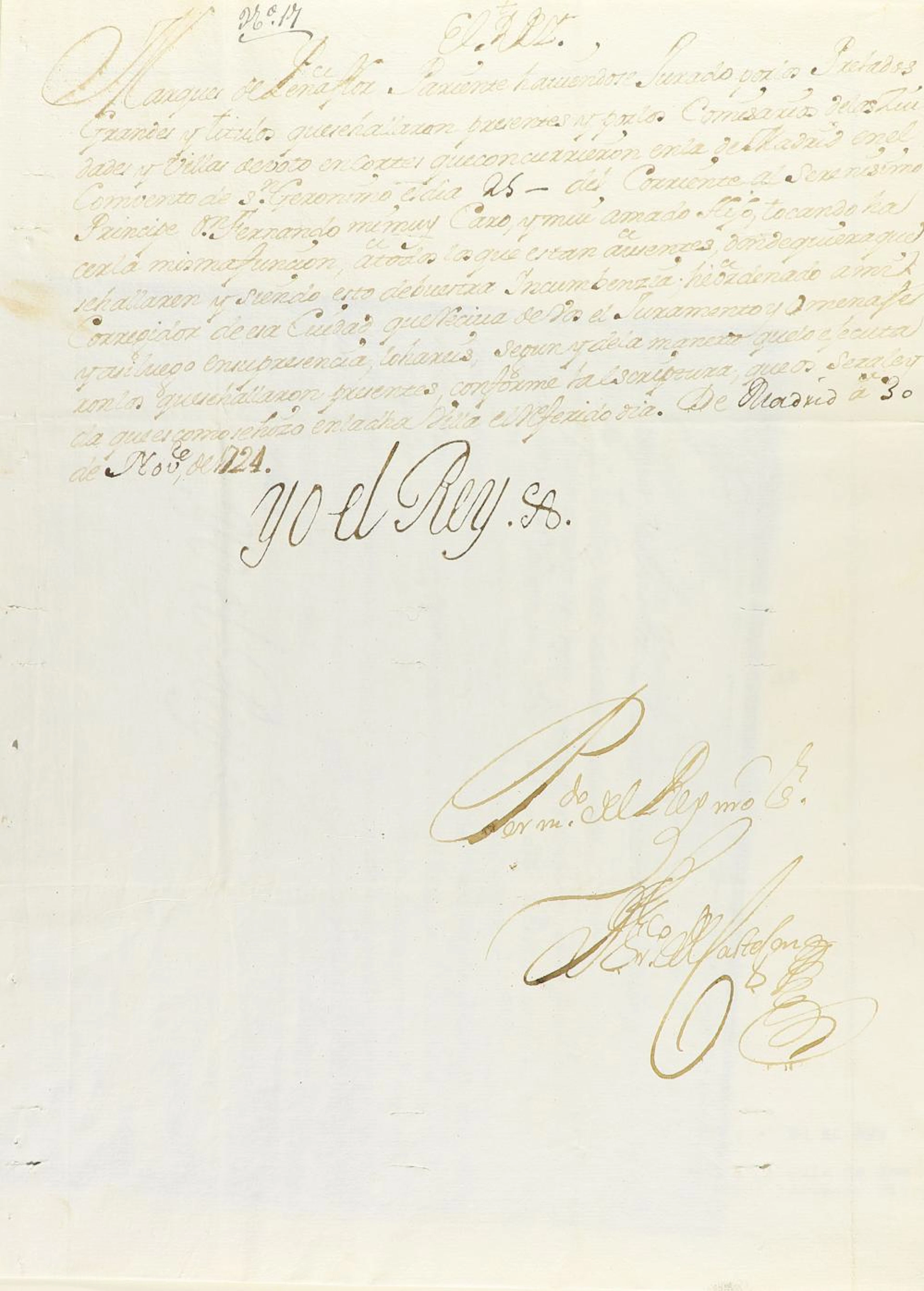 1724. MANUSCRITO: (FIRMA REAL-FELIPE V). SOBRESCRI?
