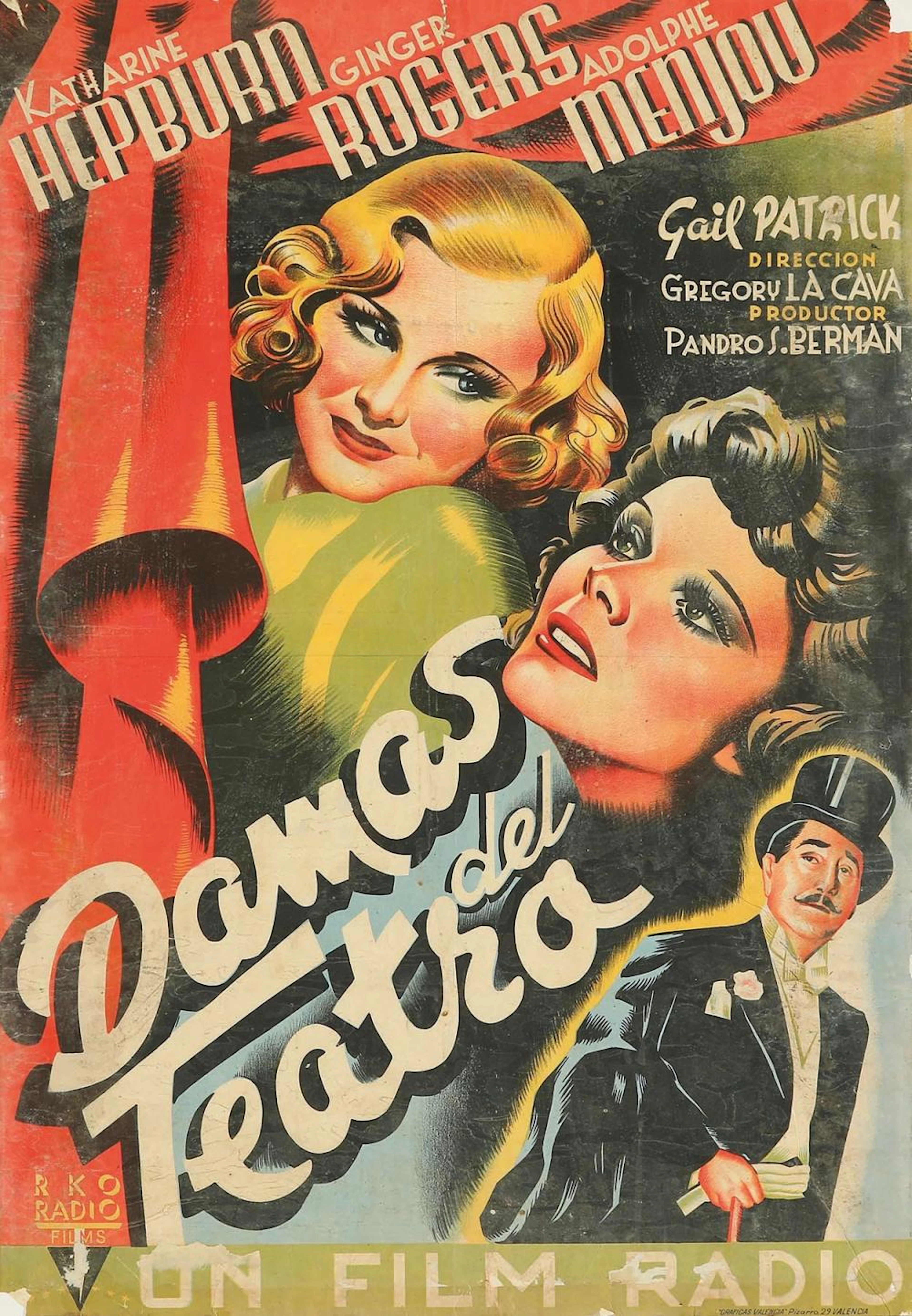 1937. CARTEL: (CINE). DAMAS DEL TEATRO. Litografía?
