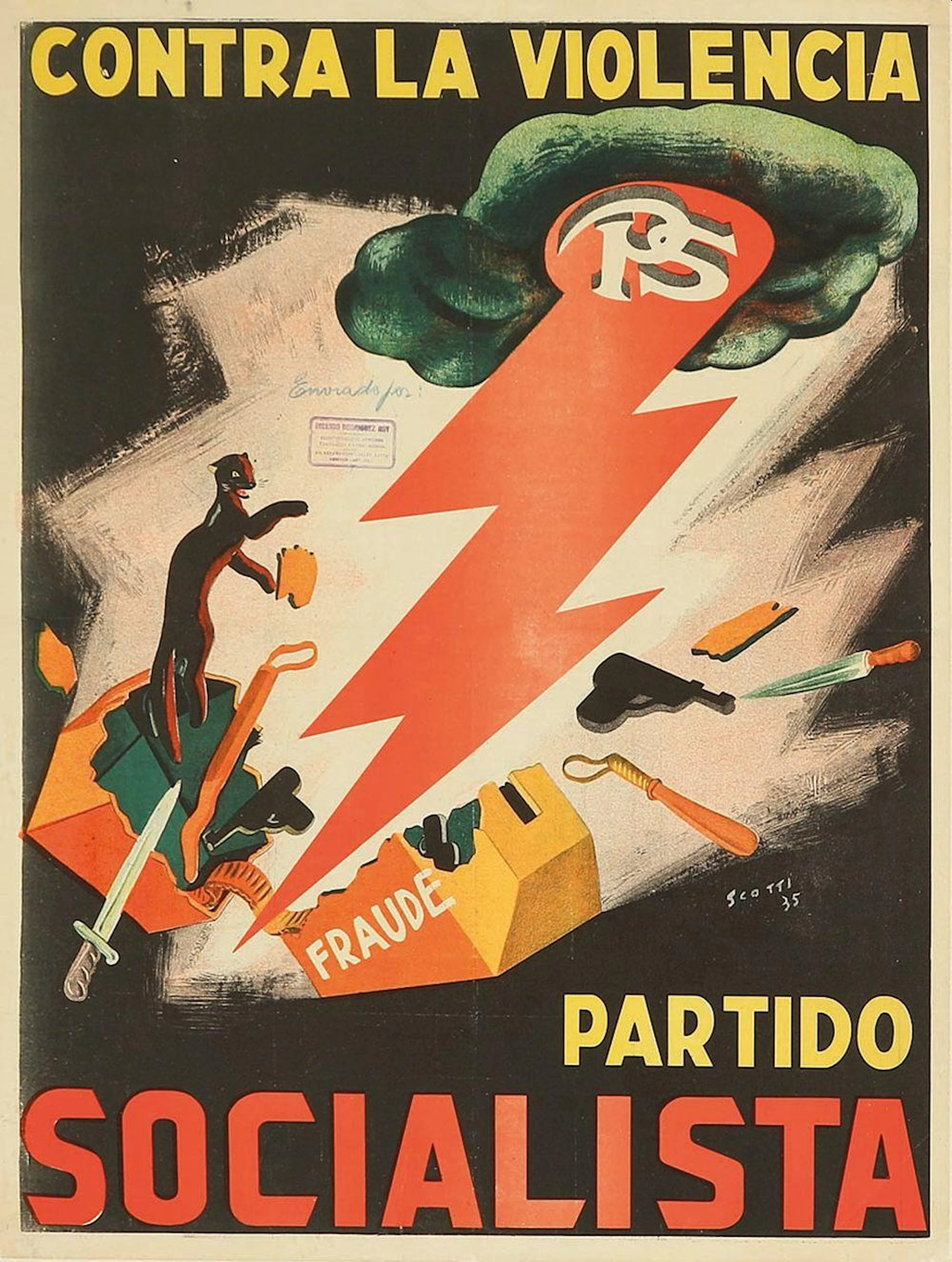 1935. CARTEL: (GUERRA CIVIL). SCOTTI: CONTRA LA VI?