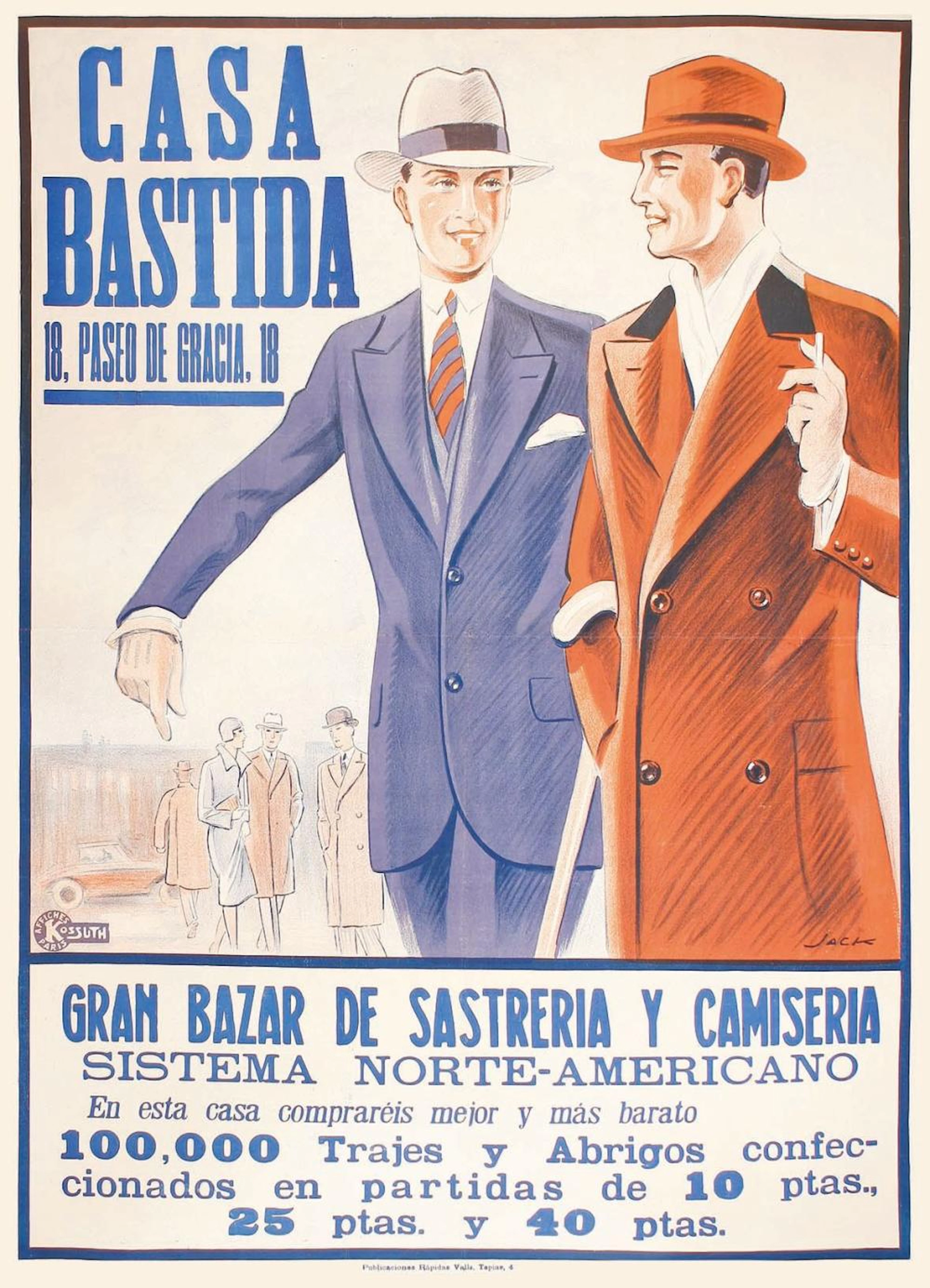 1920 ca. CARTEL: JACK: CASA BASTIDA, BARCELONA. 16?
