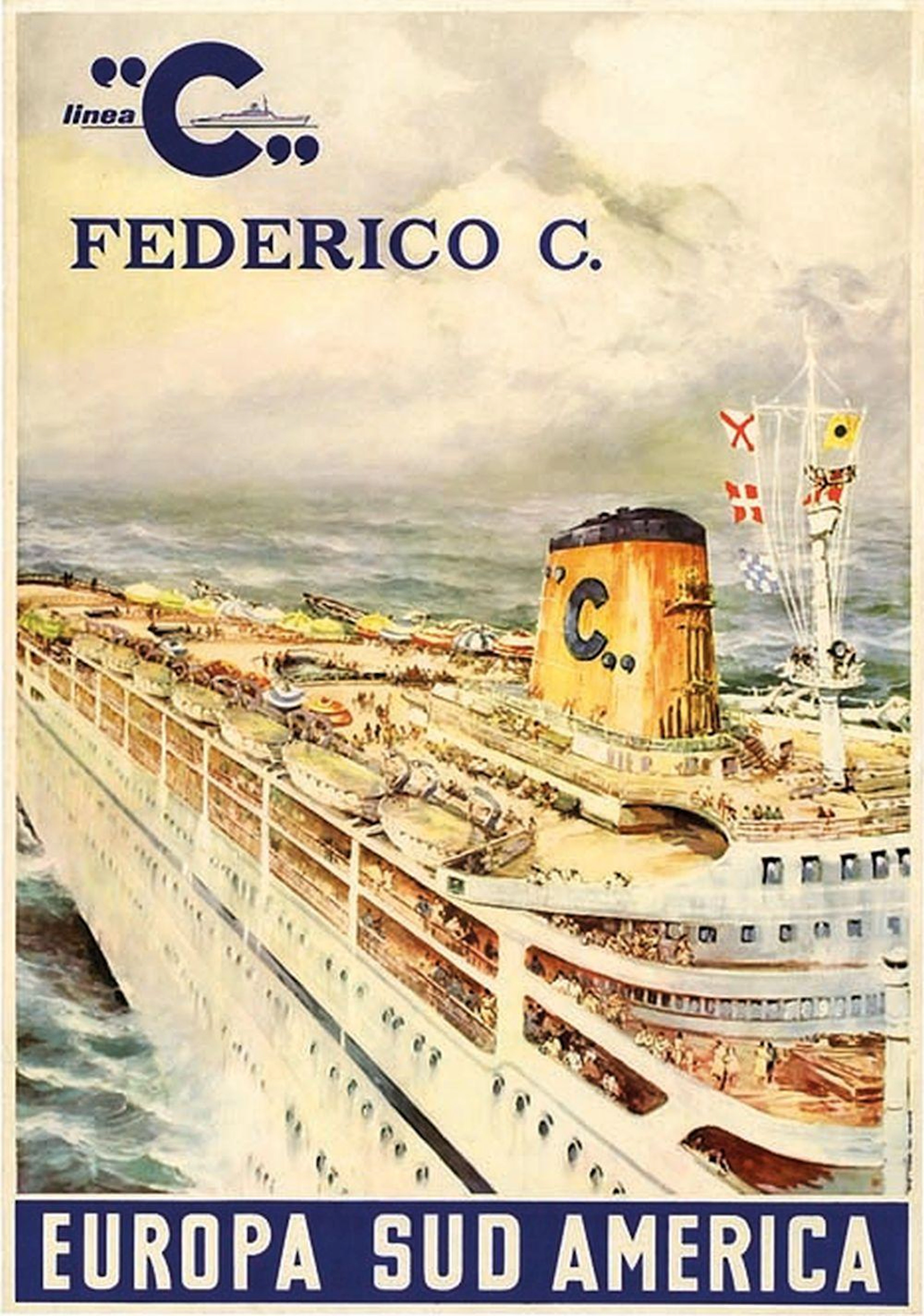 1955 ca. CARTEL: LINEA FEDERICO C. EUROPA SUD A. O?