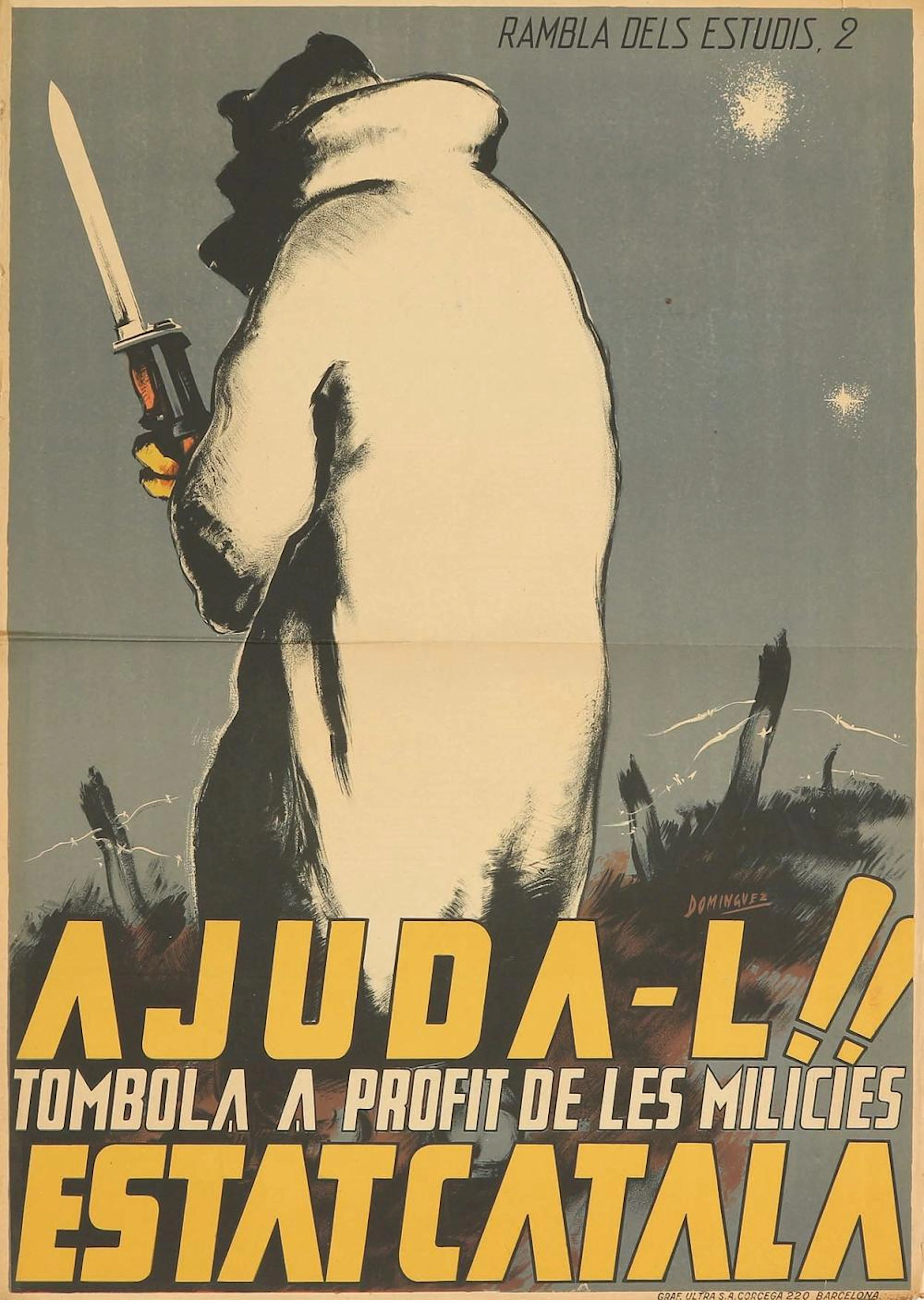 1937 ca. CARTEL: (GUERRA CIVIL). DOMINGUEZ: AJUDA´?